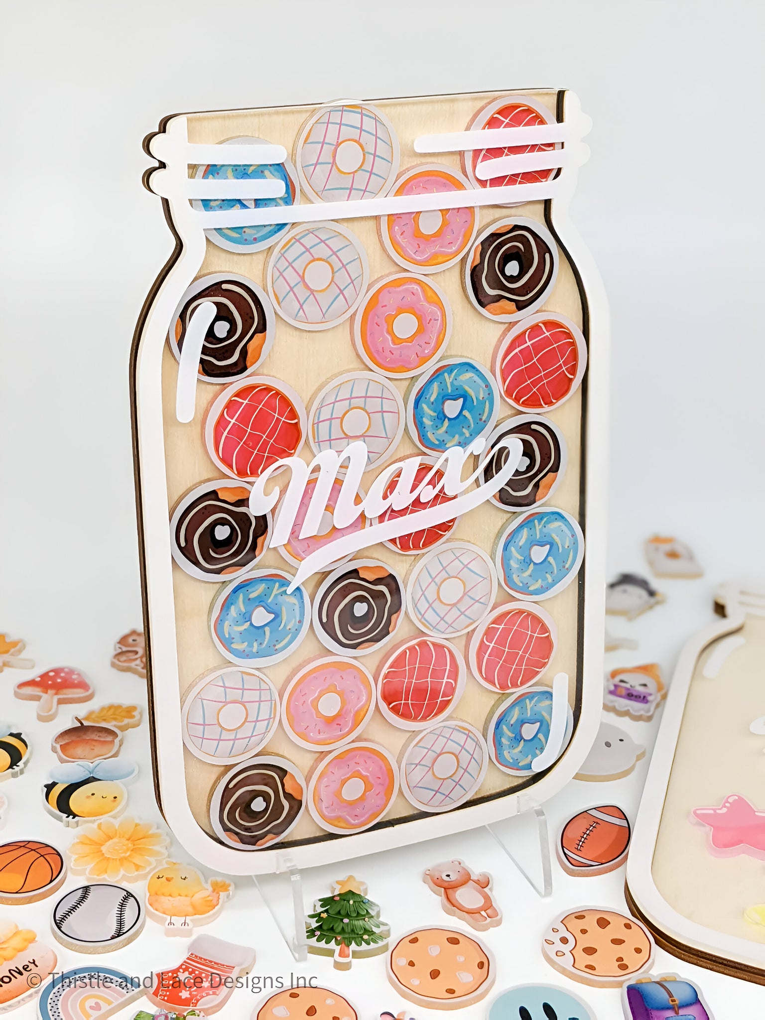 Donut reward jar tokens, personalized reward jar, doughnut reward system, reward tokens, reward chart, gift for kids, class reward jar rejar