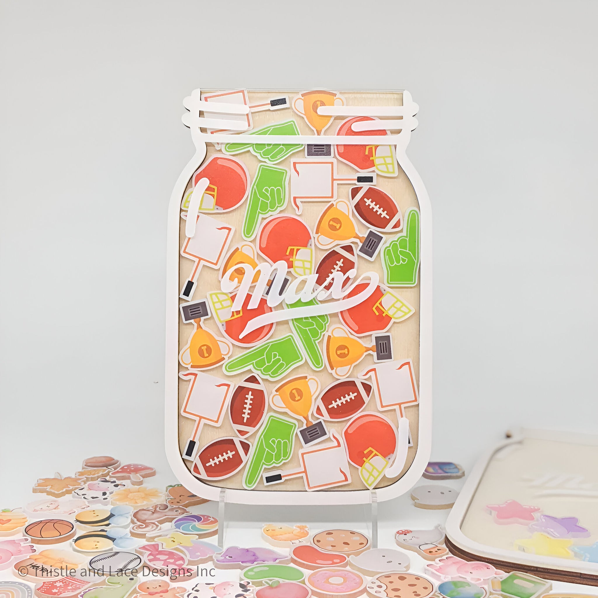 Football fan reward jar tokens, personalized reward jars, magnetic reward jar, sport reward tokens, gift for kids, class reward jar magnet rejar