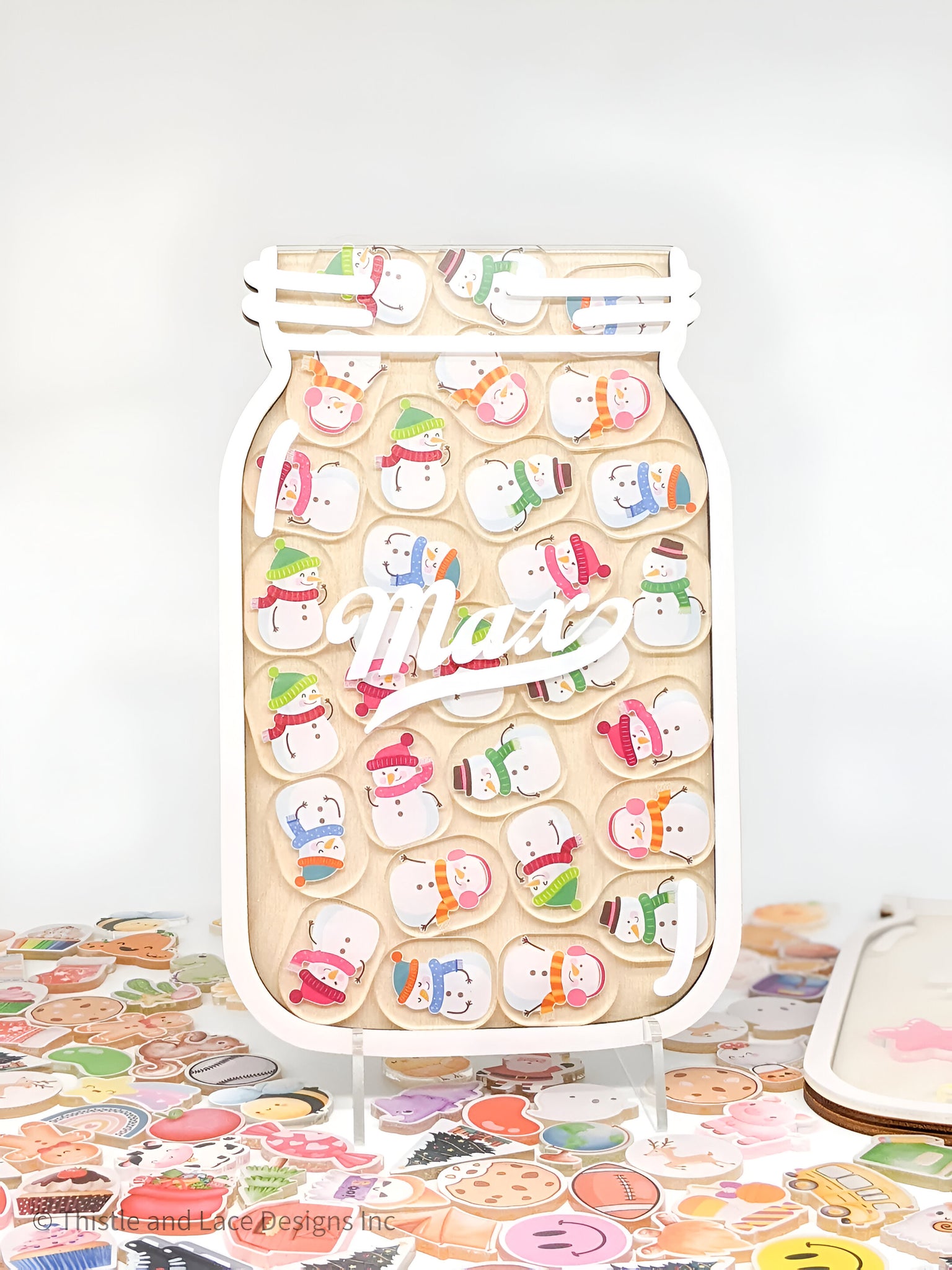 Snowman jar reward jar tokens, personalized reward jar magnet, reward system, santa reward tokens, gift for kids, class reward jar rejar