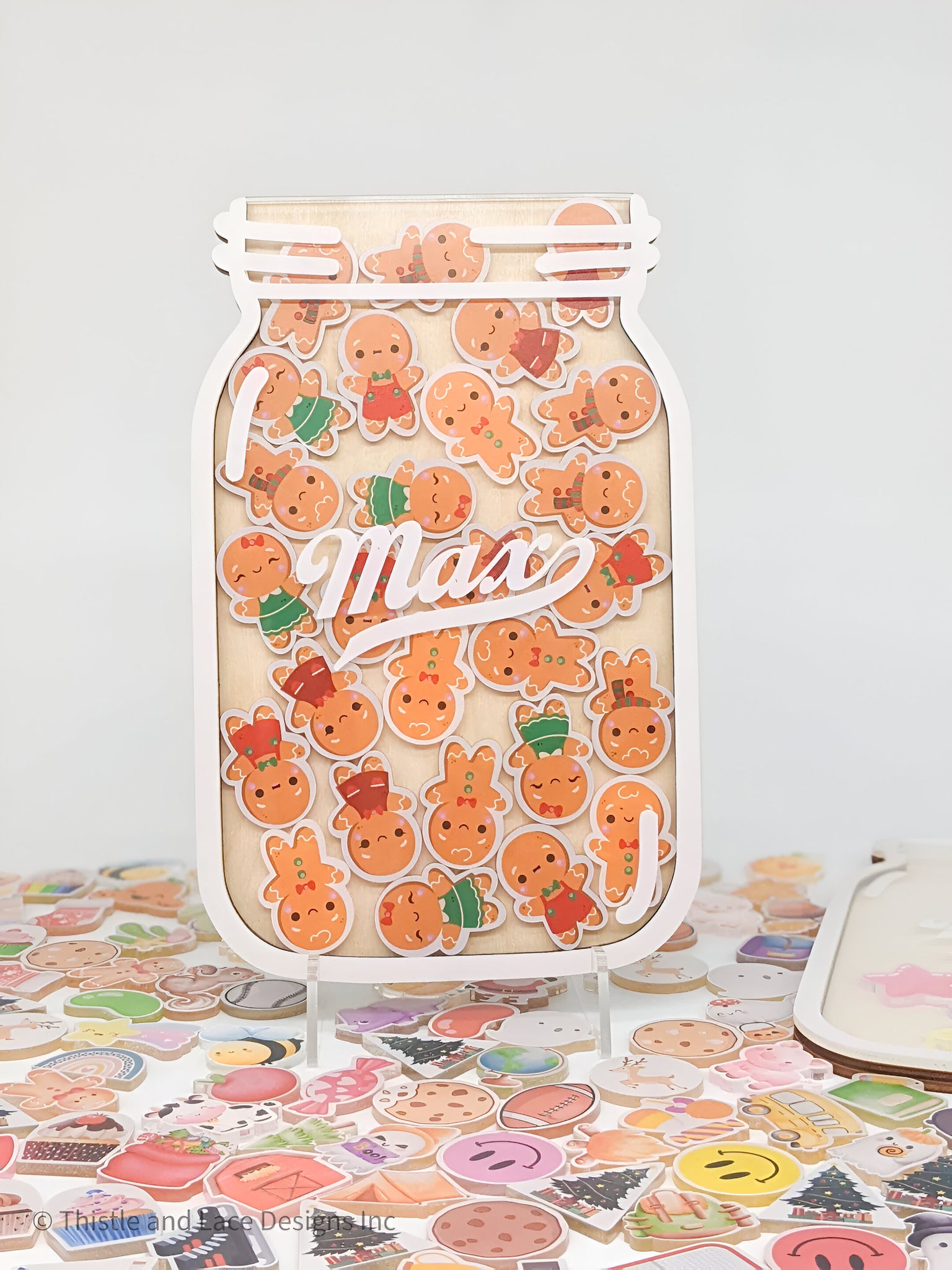 Gingerbread man jar reward jar tokens, personalized reward jar magnet, reward system, santa reward tokens, gift for kids, class reward jar rejar