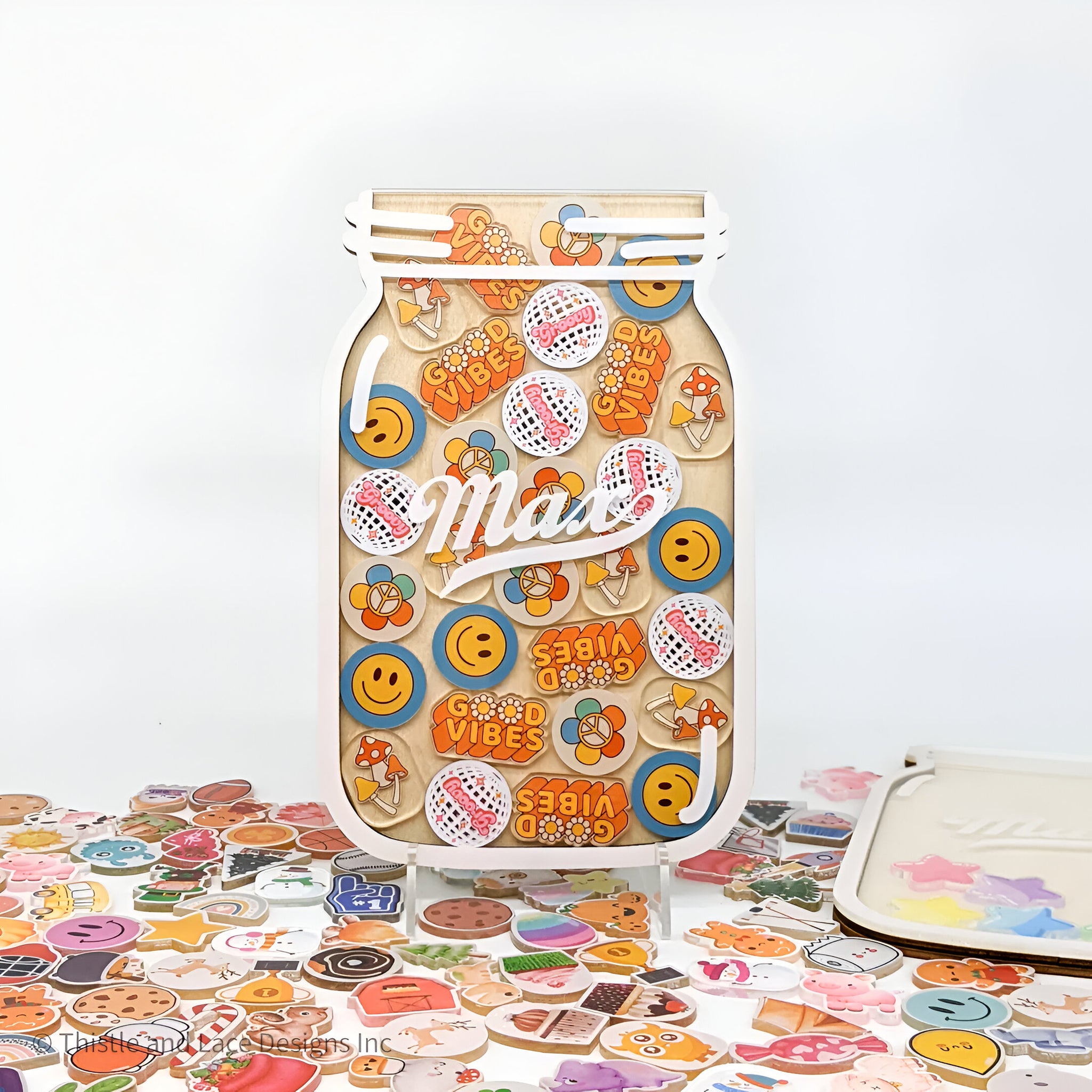 Groovy retro reward jar tokens, personalized reward jar, reward system, daisy reward tokens, reward chart, gift for kids, class reward jar rejar