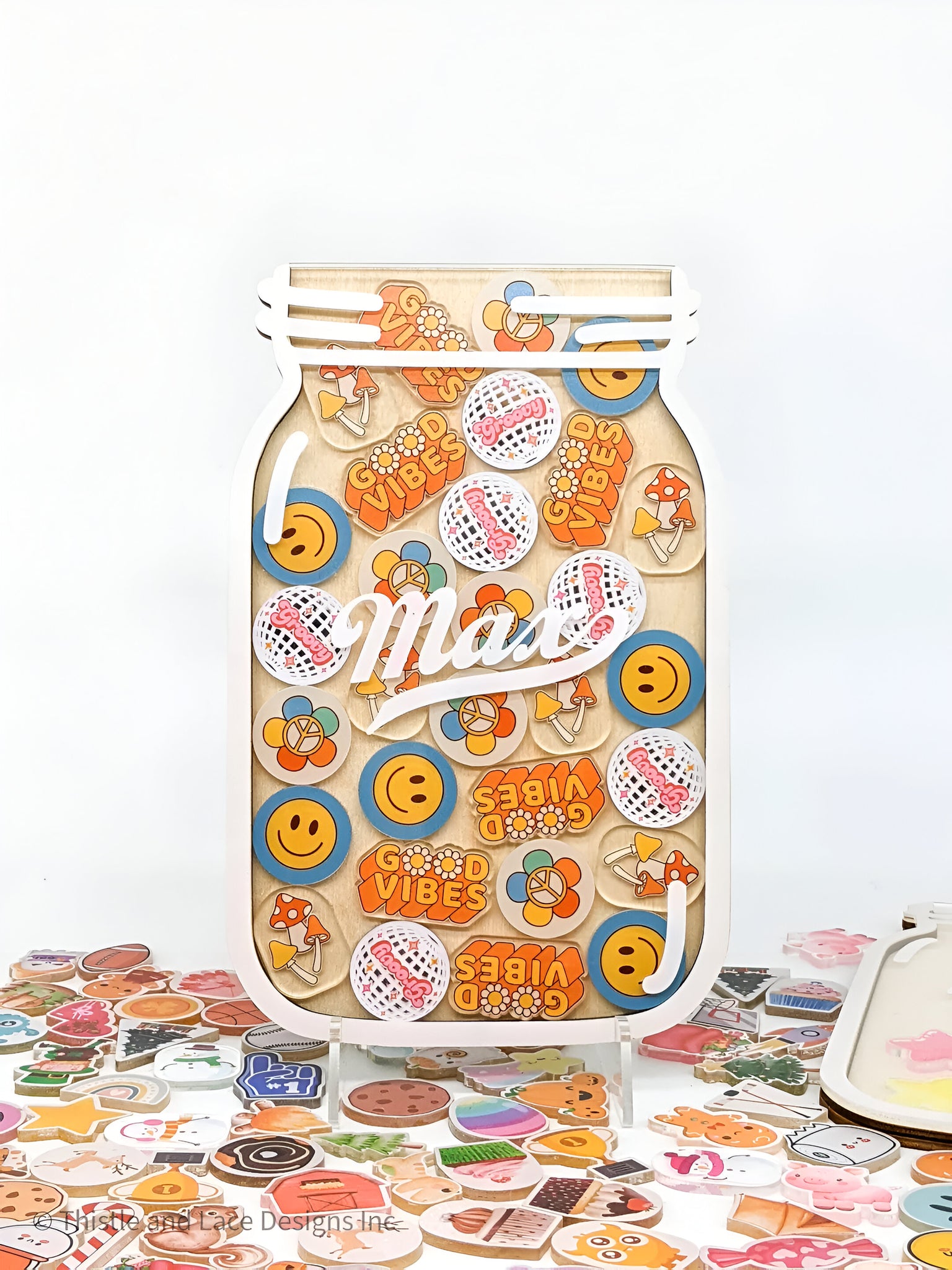 Groovy retro reward jar tokens, personalized reward jar, reward system, daisy reward tokens, reward chart, gift for kids, class reward jar rejar