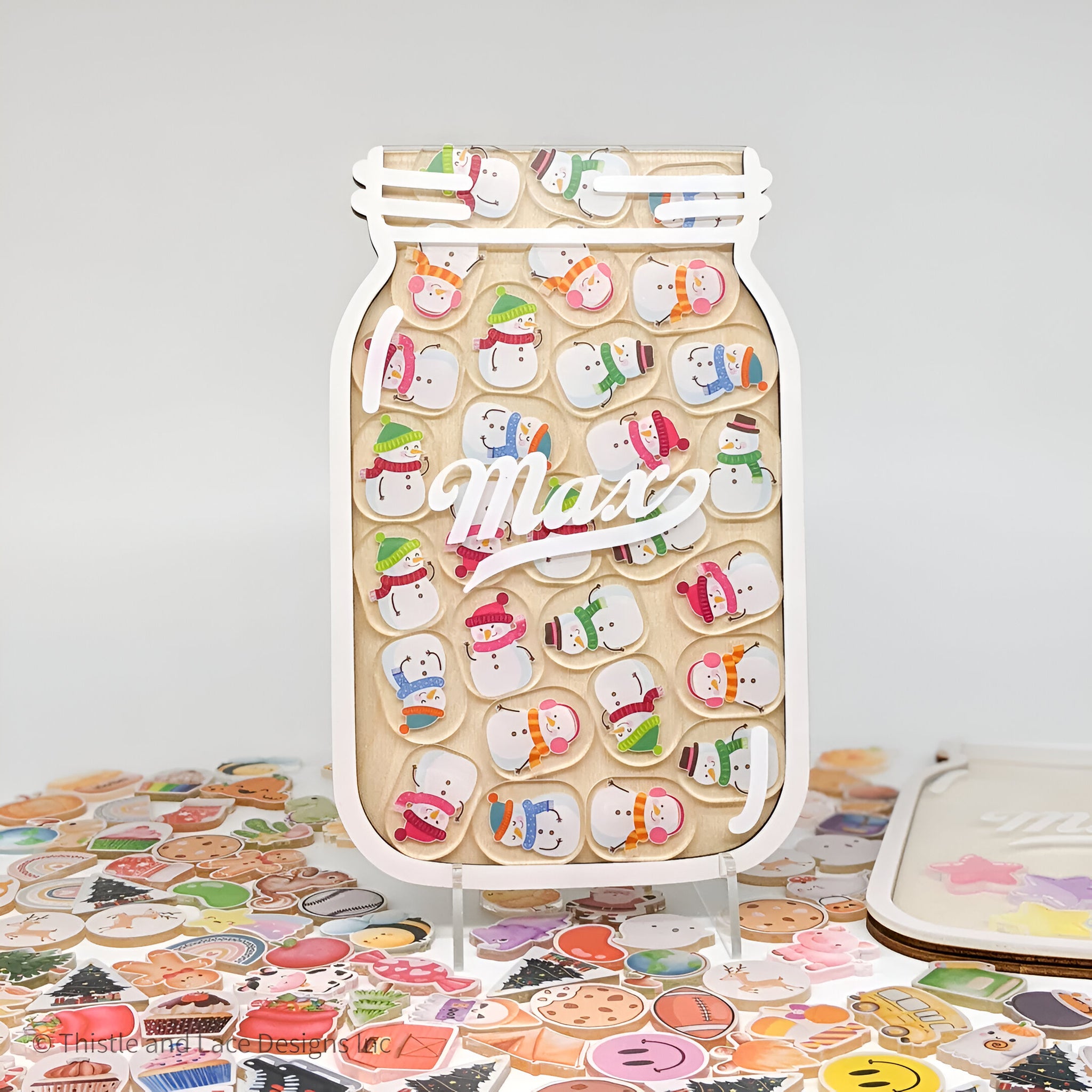 Snowman jar reward jar tokens, personalized reward jar magnet, reward system, santa reward tokens, gift for kids, class reward jar rejar