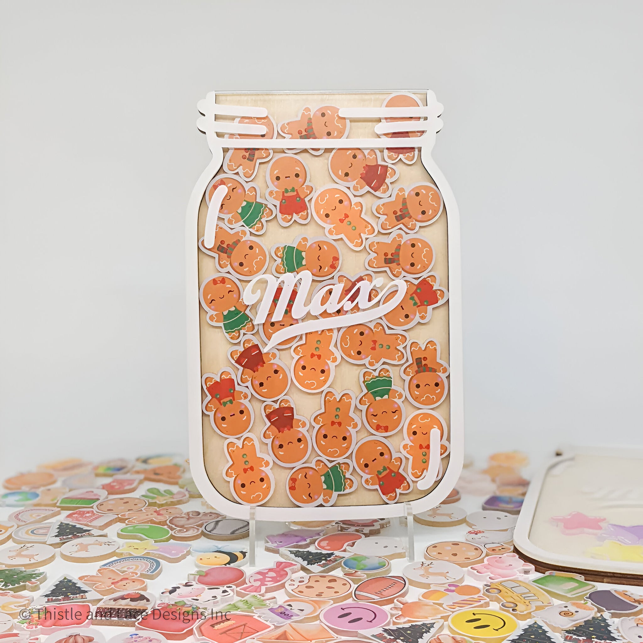 Gingerbread man jar reward jar tokens, personalized reward jar magnet, reward system, santa reward tokens, gift for kids, class reward jar rejar