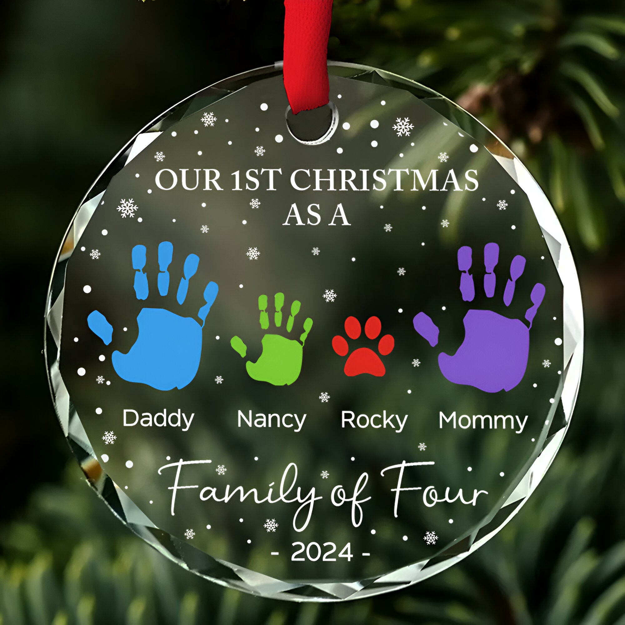 As A Family Of Four - Personalized Custom Glass Ornament ORN0710