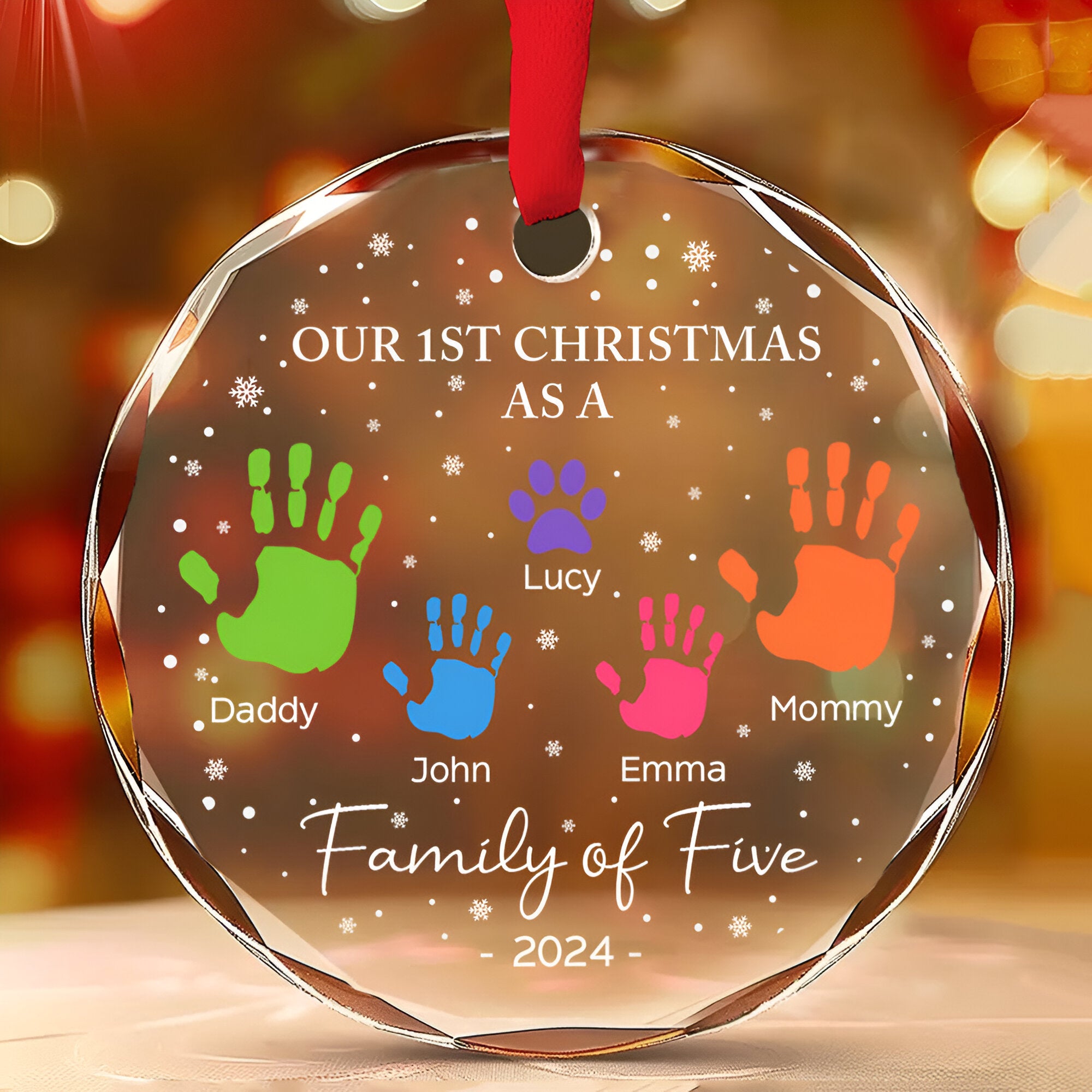 As A Family Of Four - Personalized Custom Glass Ornament ORN0710