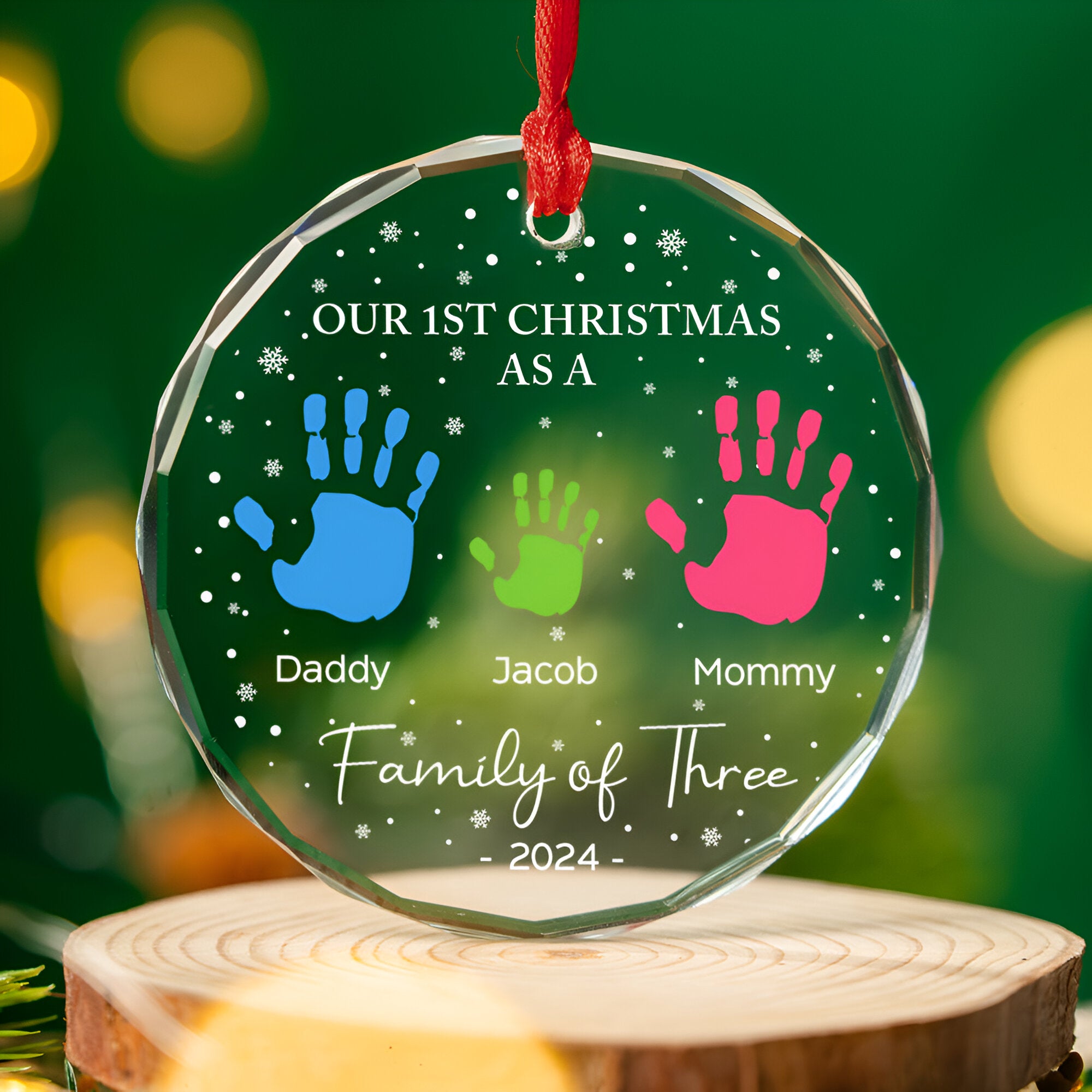 As A Family Of Four - Personalized Custom Glass Ornament ORN0710