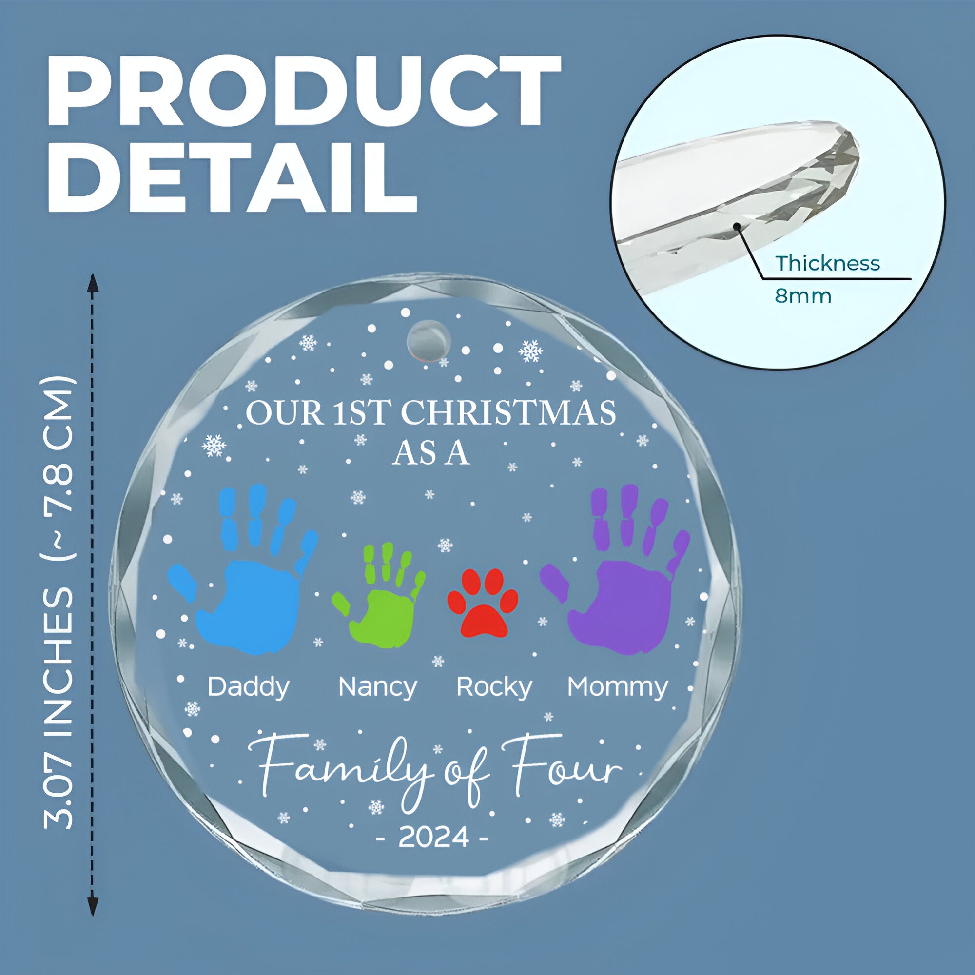 As A Family Of Four - Personalized Custom Glass Ornament ORN0710