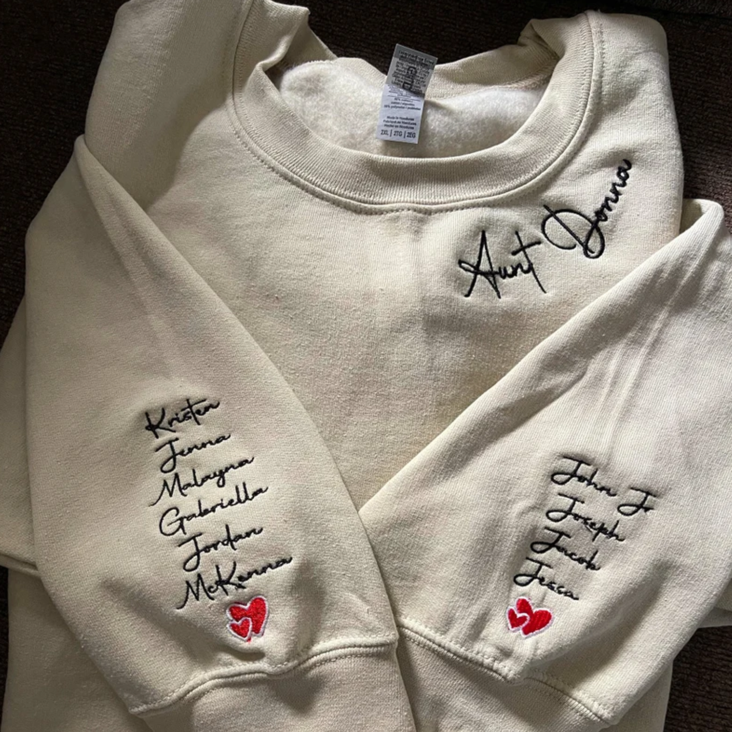 Custom Embroidered Gigi Sweatshirt with Kid Name on Sleeve EM2