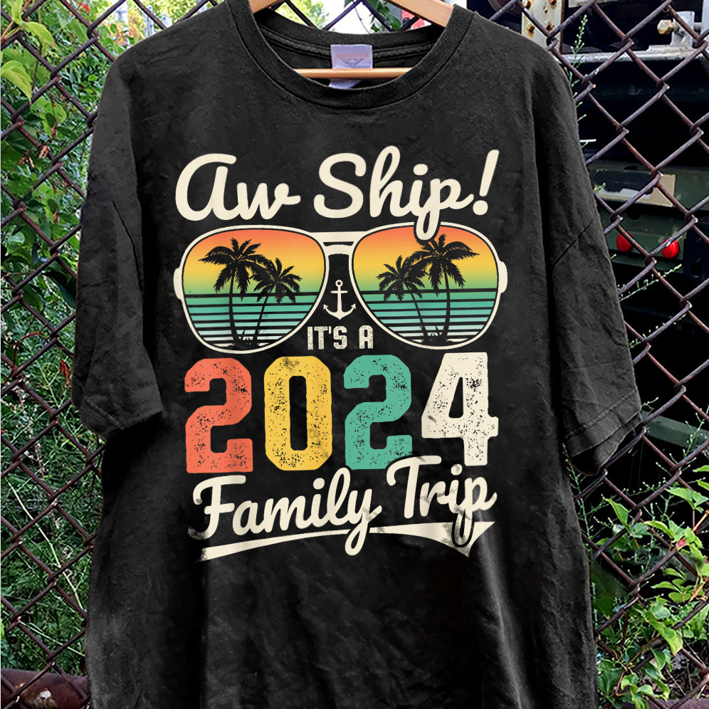 Aw Ship It's A 2024 Family Trip Family Cruise Vintage T-Shirt, Family Cruise 2024 Bahamas Cruising Together Squad Matching Shirt V3, Family Cruise 2024 Sweatshirt