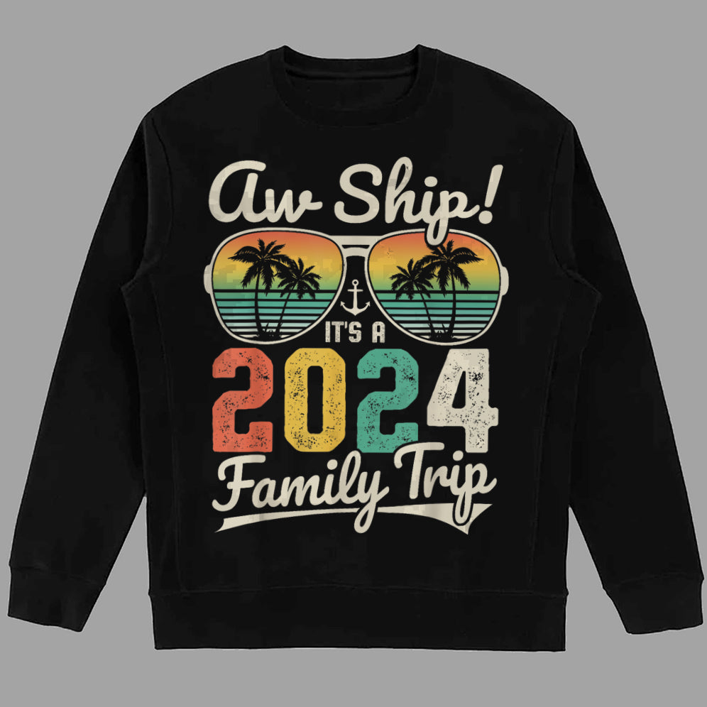 Aw Ship It's A 2024 Family Trip Family Cruise Vintage T-Shirt, Family Cruise 2024 Bahamas Cruising Together Squad Matching Shirt V3, Family Cruise 2024 Sweatshirt