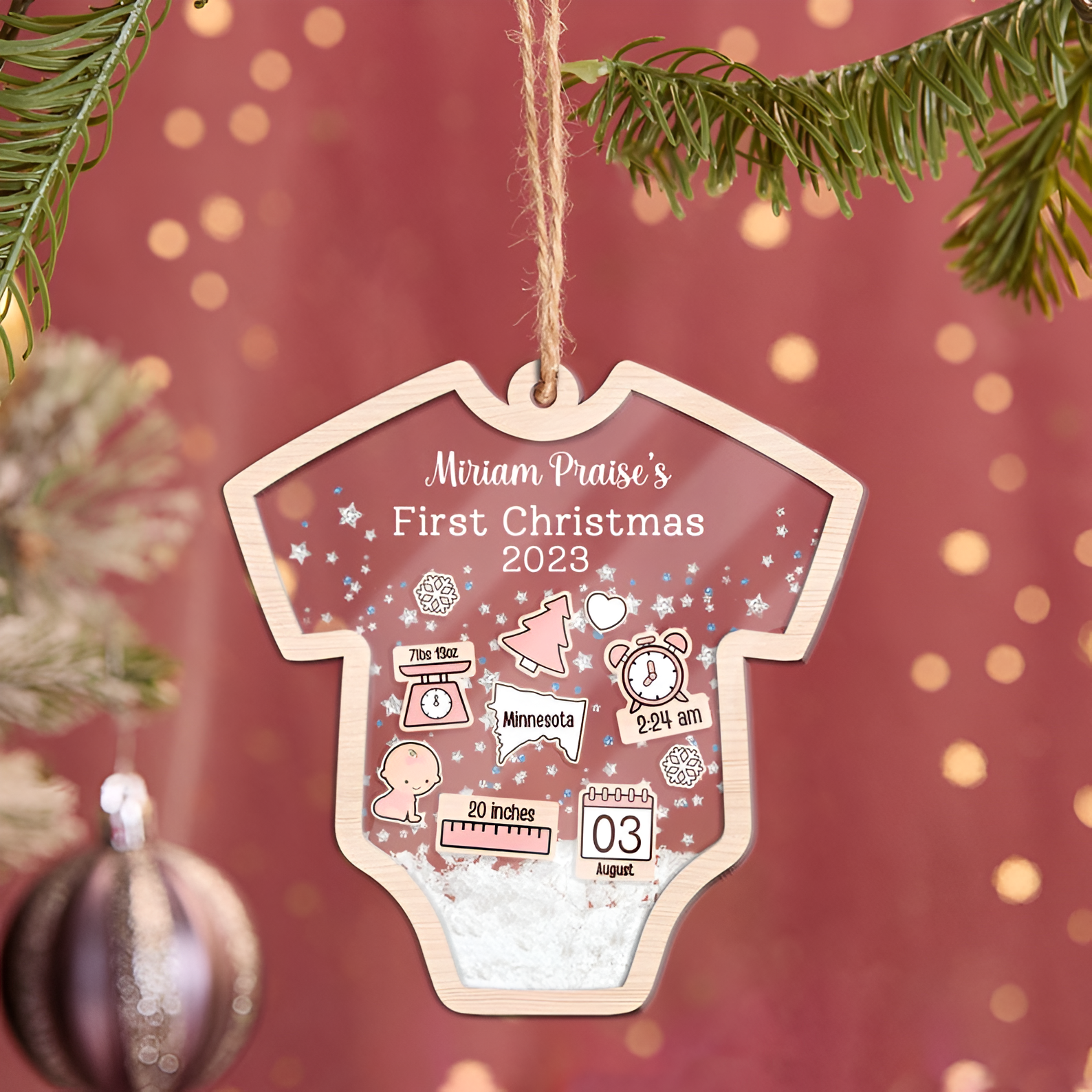 Baby's First Christmas Ornament 2023, Baby Ornament Announcement, New Baby Gift, Baby Boy or Baby Girl Shaker Ornament, Baby Shower Gift 1 ORN2809