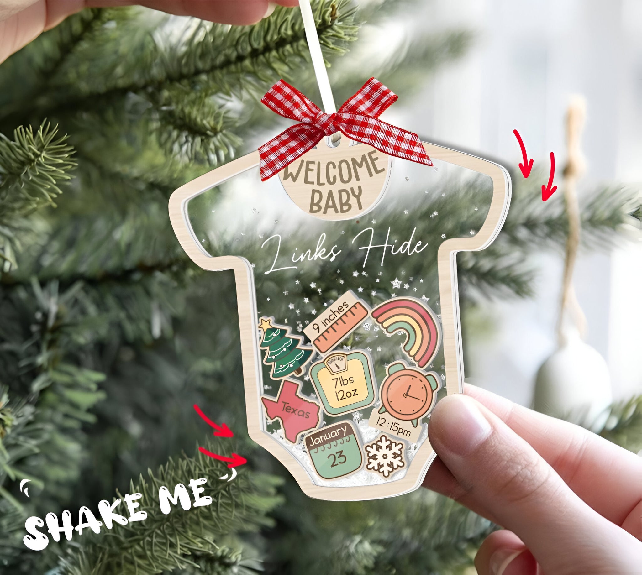 Baby's First Christmas Ornament, Baby Shake Ornament, Custom Baby Shaker, Baby First Ornament 2024, New Baby Gift, 4D Shaker Babies Ornament ORHA24