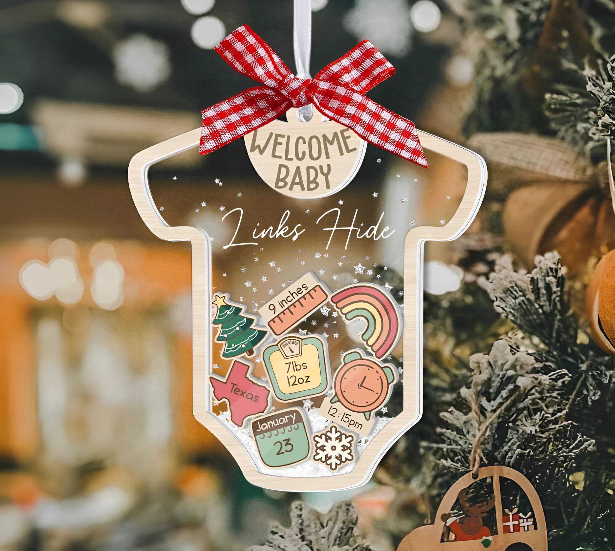 Baby's First Christmas Ornament, Baby Shake Ornament, Custom Baby Shaker, Baby First Ornament 2024, New Baby Gift, 4D Shaker Babies Ornament ORHA24