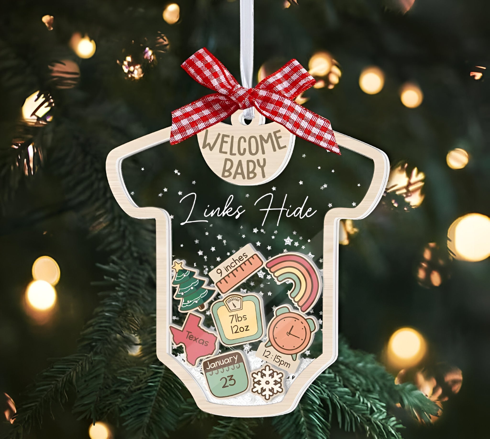 Baby's First Christmas Ornament, Baby Shake Ornament, Custom Baby Shaker, Baby First Ornament 2024, New Baby Gift, 4D Shaker Babies Ornament ORHA24