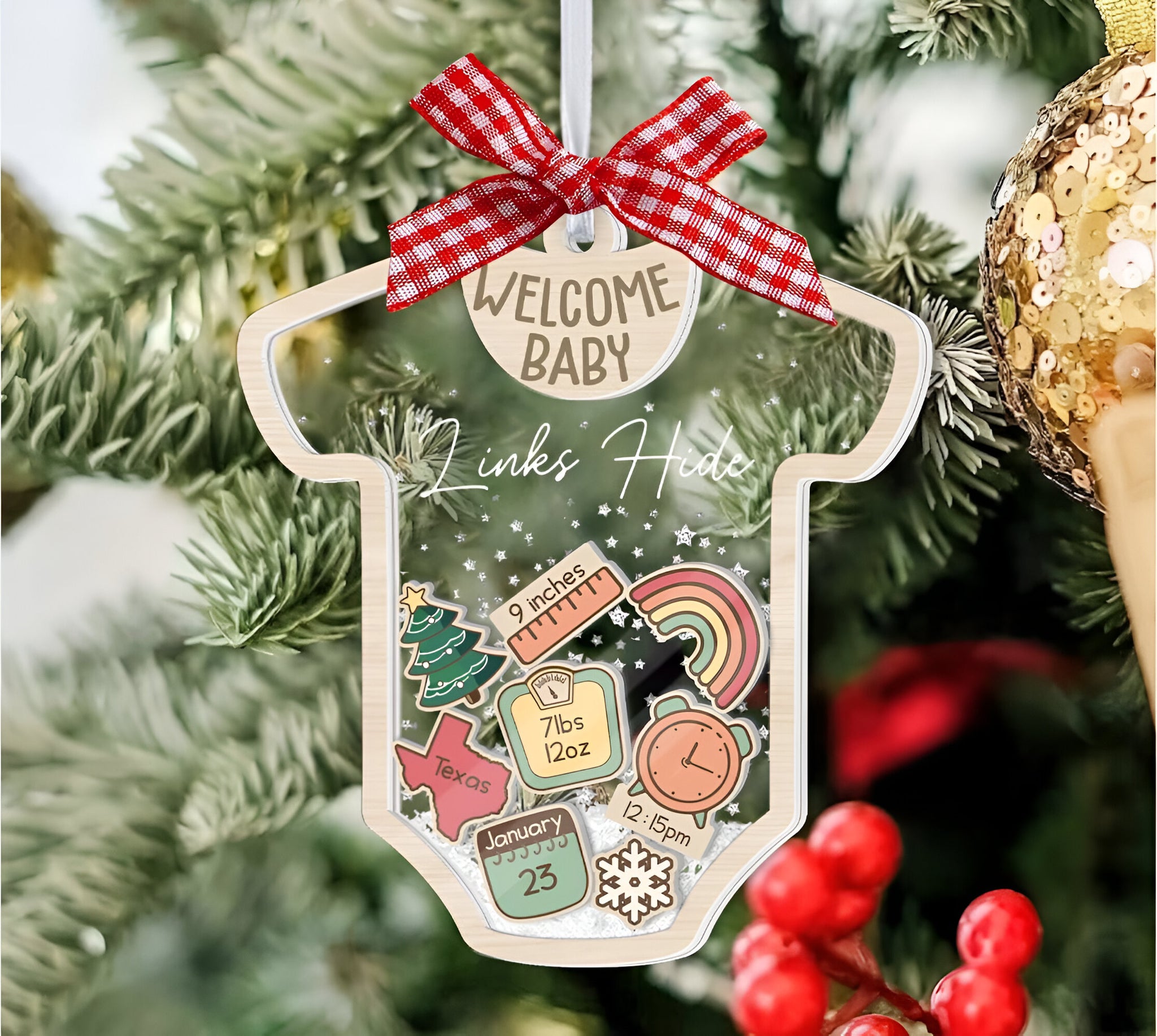 Baby's First Christmas Ornament, Baby Shake Ornament, Custom Baby Shaker, Baby First Ornament 2024, New Baby Gift, 4D Shaker Babies Ornament ORHA24