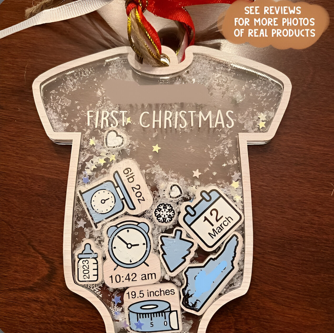 Baby's First Christmas Ornament 2024, Personalized Baby 1st Christmas Ornament, Custom New Baby Gift, 4D Shake Babies Ornament, Baby Shower ORHA24