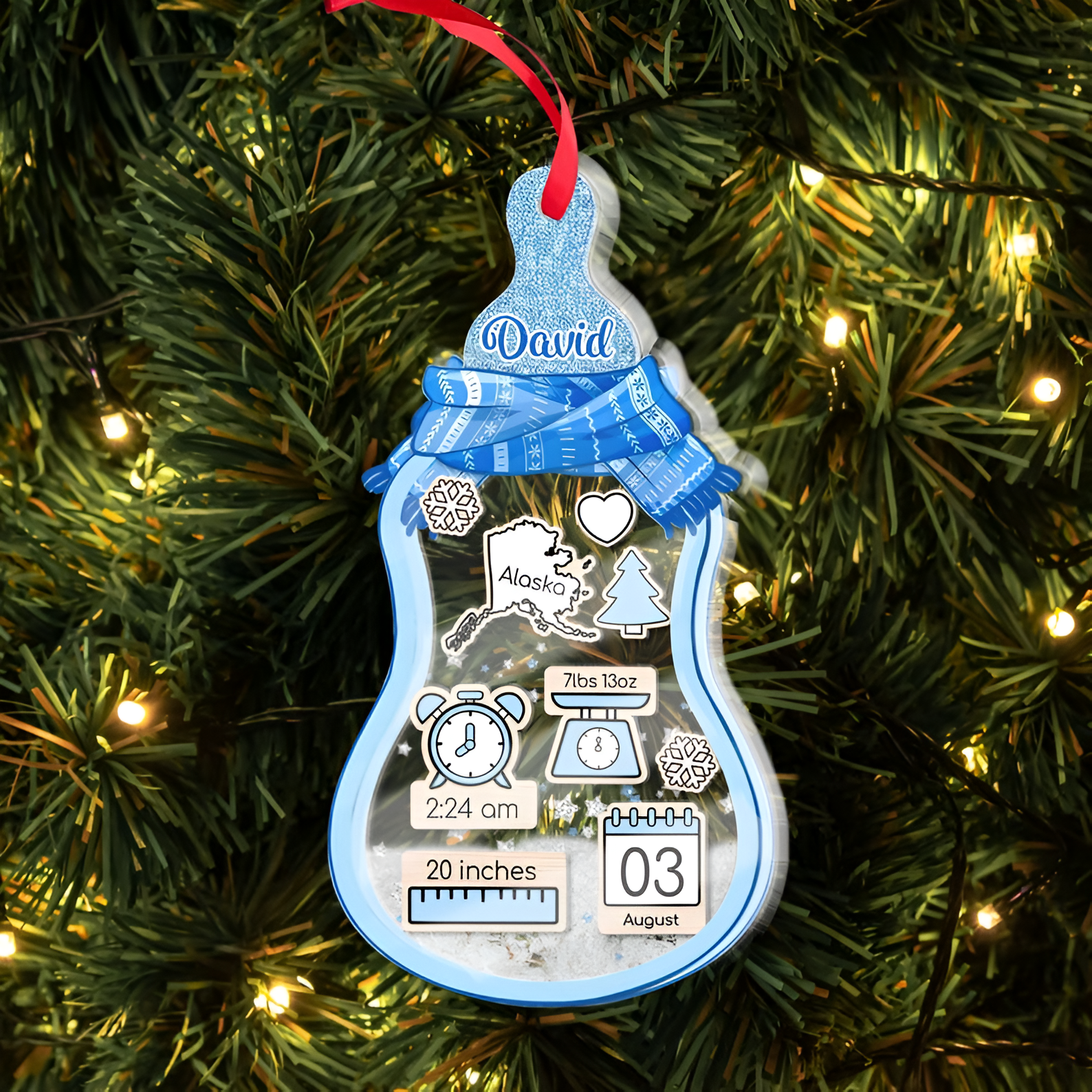 Baby's First Christmas Ornament 2023, Baby Ornament Announcement, New Baby Gift, Baby Boy or Baby Girl Shaker Ornament, Baby Shower Gift ORN2809