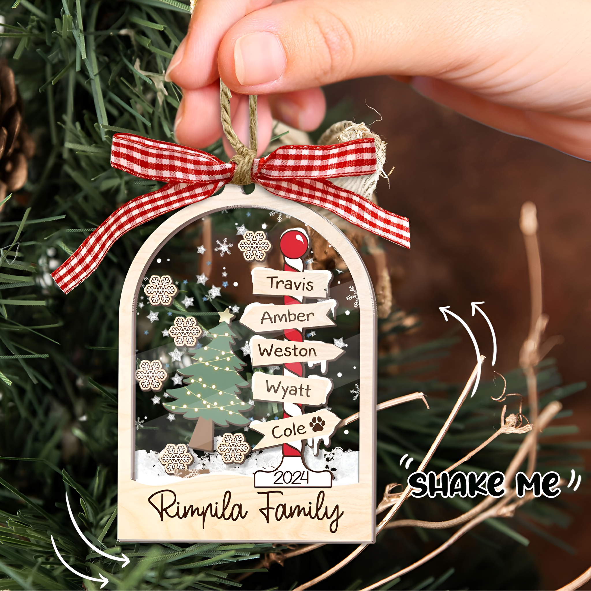 Family Christmas Street Sign - Personalized 4D Shaker Ornament - Christmas Gift For Family ORN2809