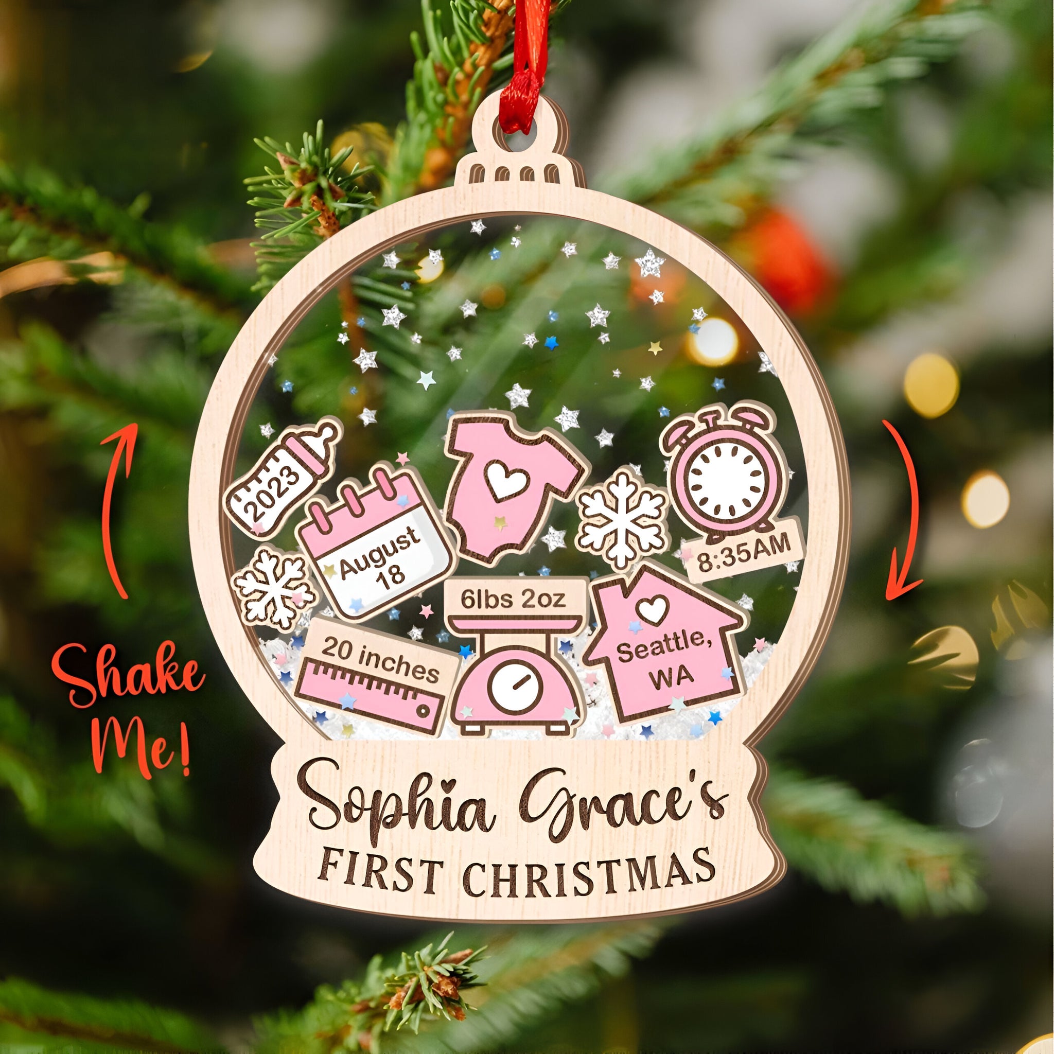 Baby's First Christmas - Personalized 4D Shaker Ornament - Christmas Gift For Family & Baby ORN2809