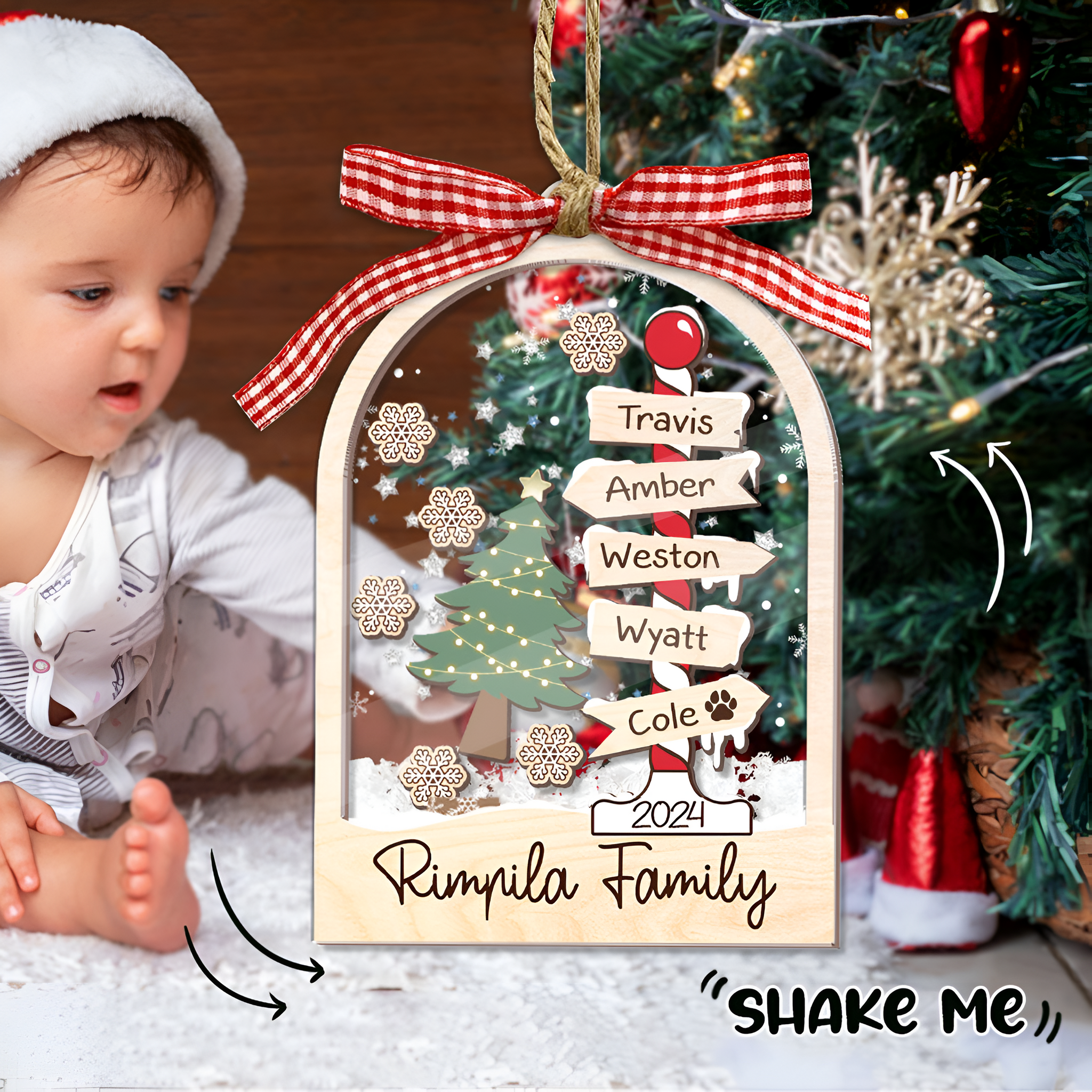 Family Christmas Street Sign - Personalized 4D Shaker Ornament - Christmas Gift For Family ORN2809