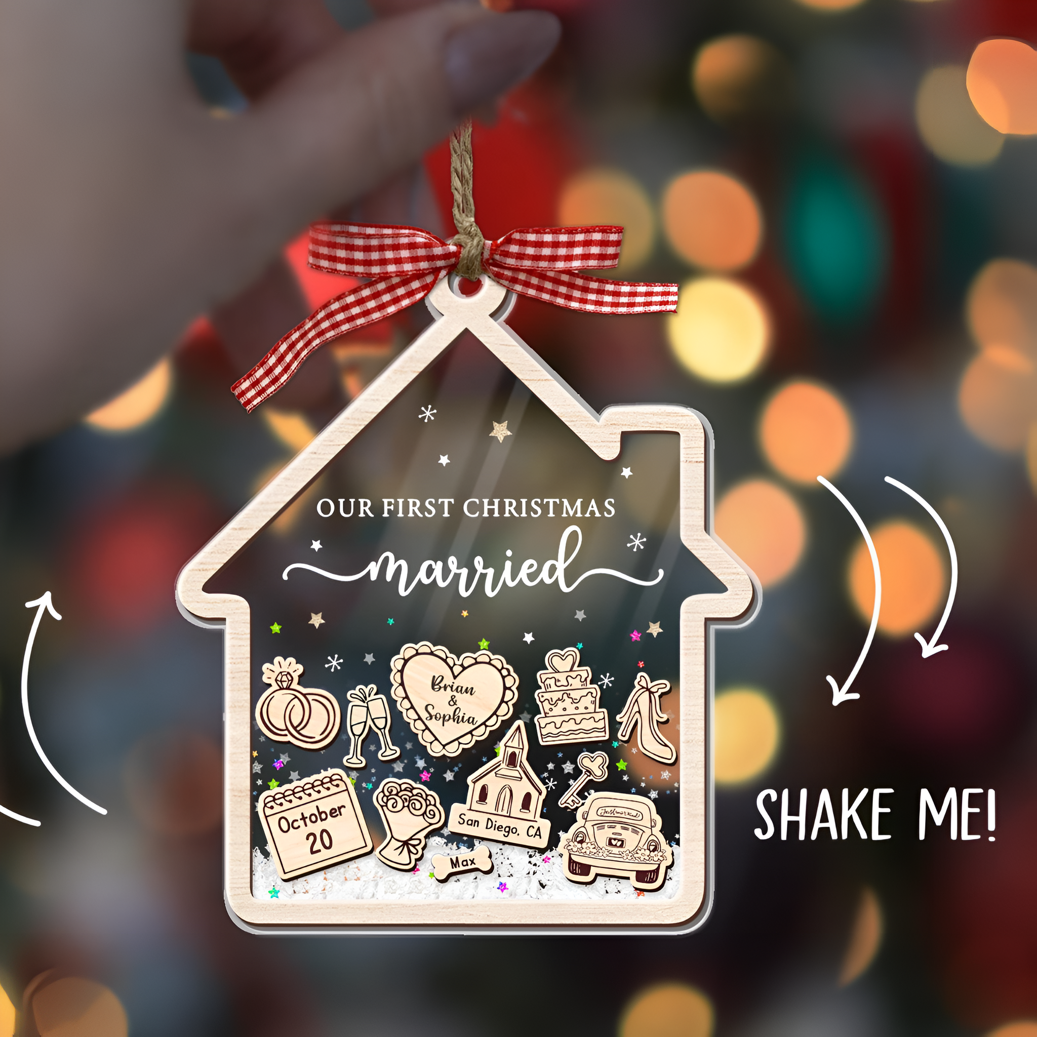 Our First Christmas Married - Personalized 4D Shaker Ornament - Christmas Gift For Couple ORN2809