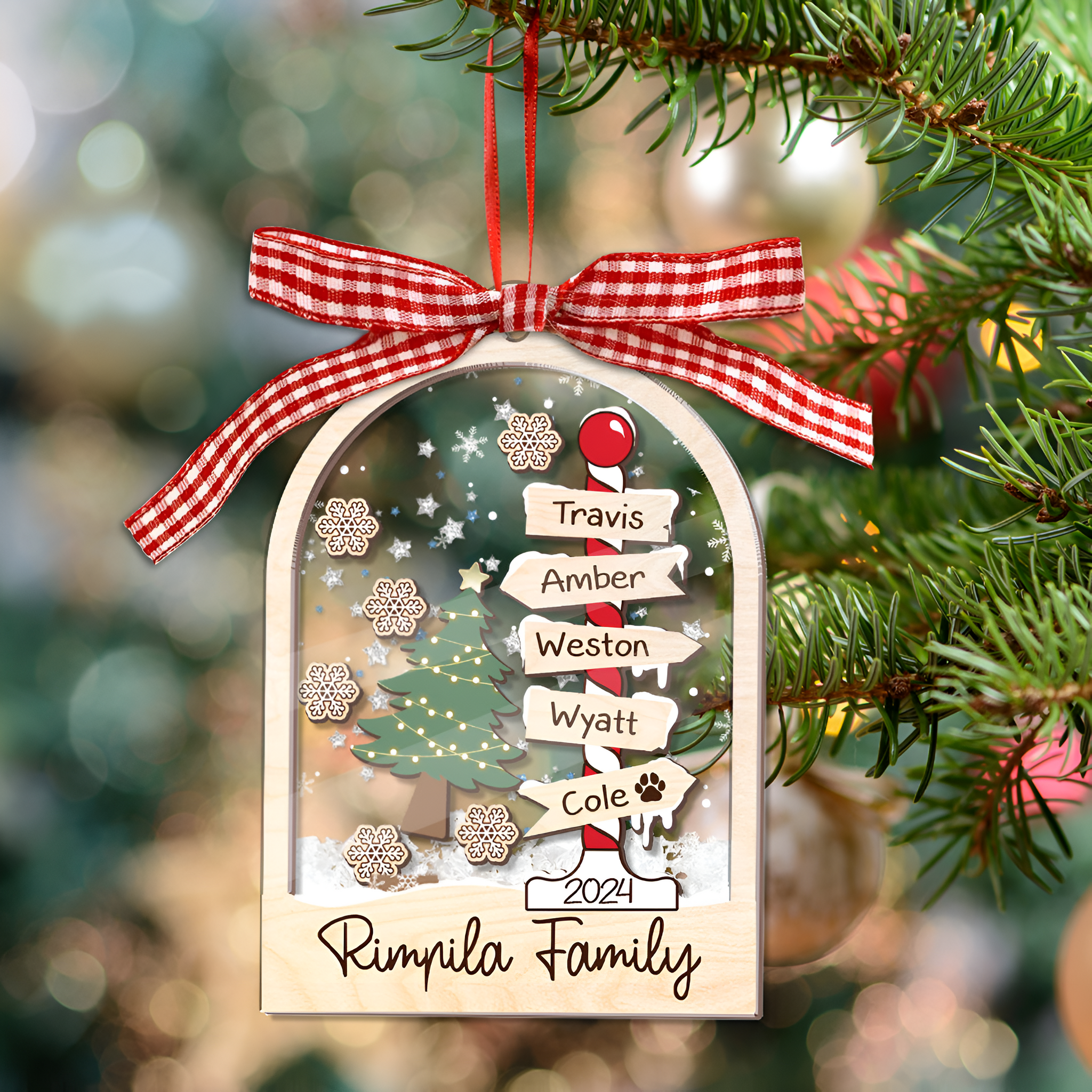 Family Christmas Street Sign - Personalized 4D Shaker Ornament - Christmas Gift For Family ORN2809
