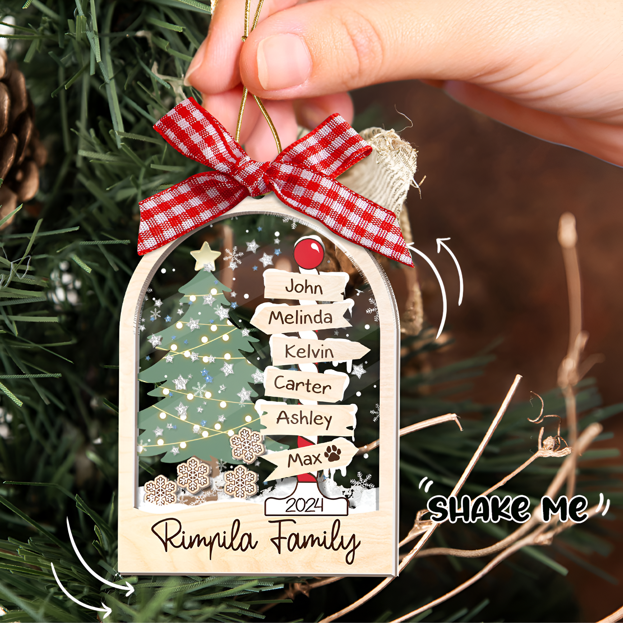 Family Christmas Street Sign - Personalized 4D Shaker Ornament - Christmas Gift For Family ORN2809