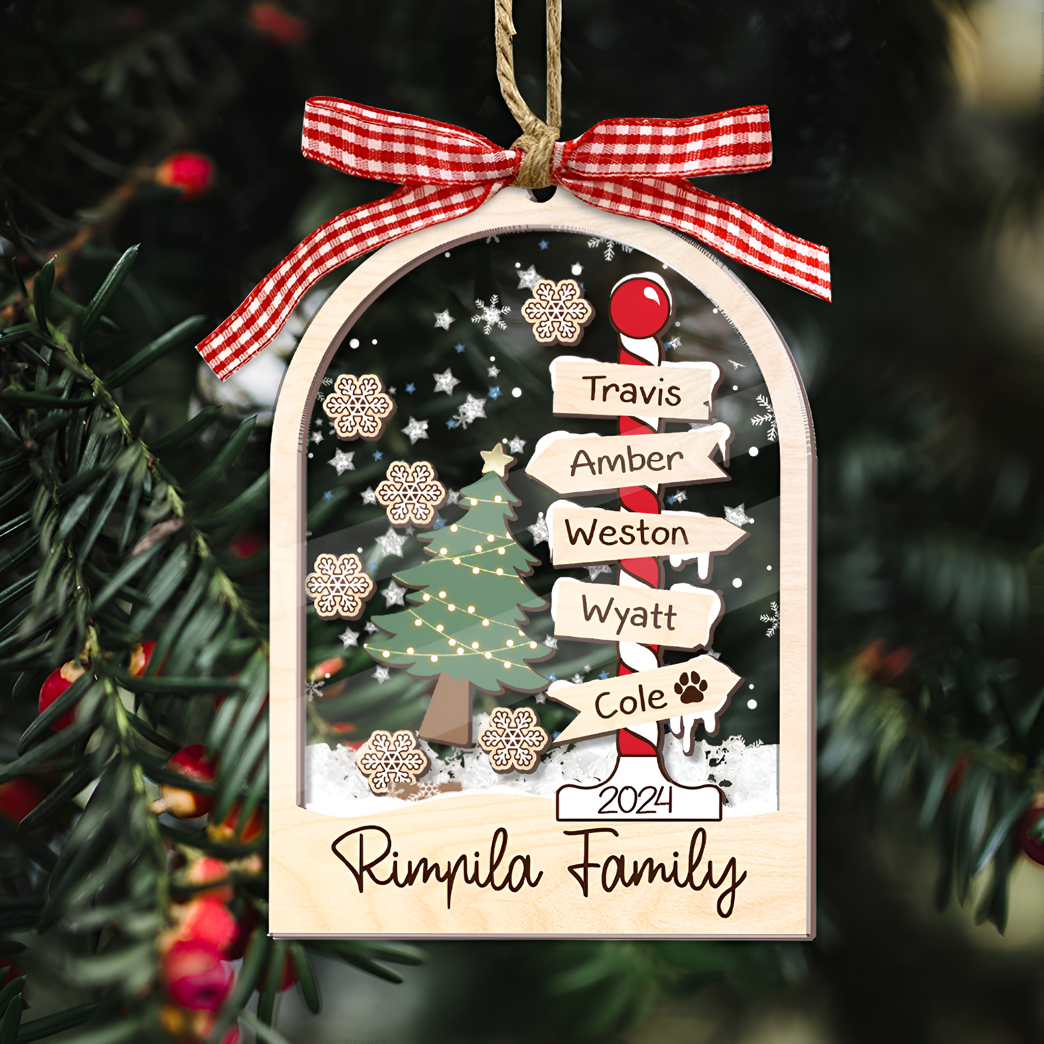 Family Christmas Street Sign - Personalized 4D Shaker Ornament - Christmas Gift For Family ORN2809