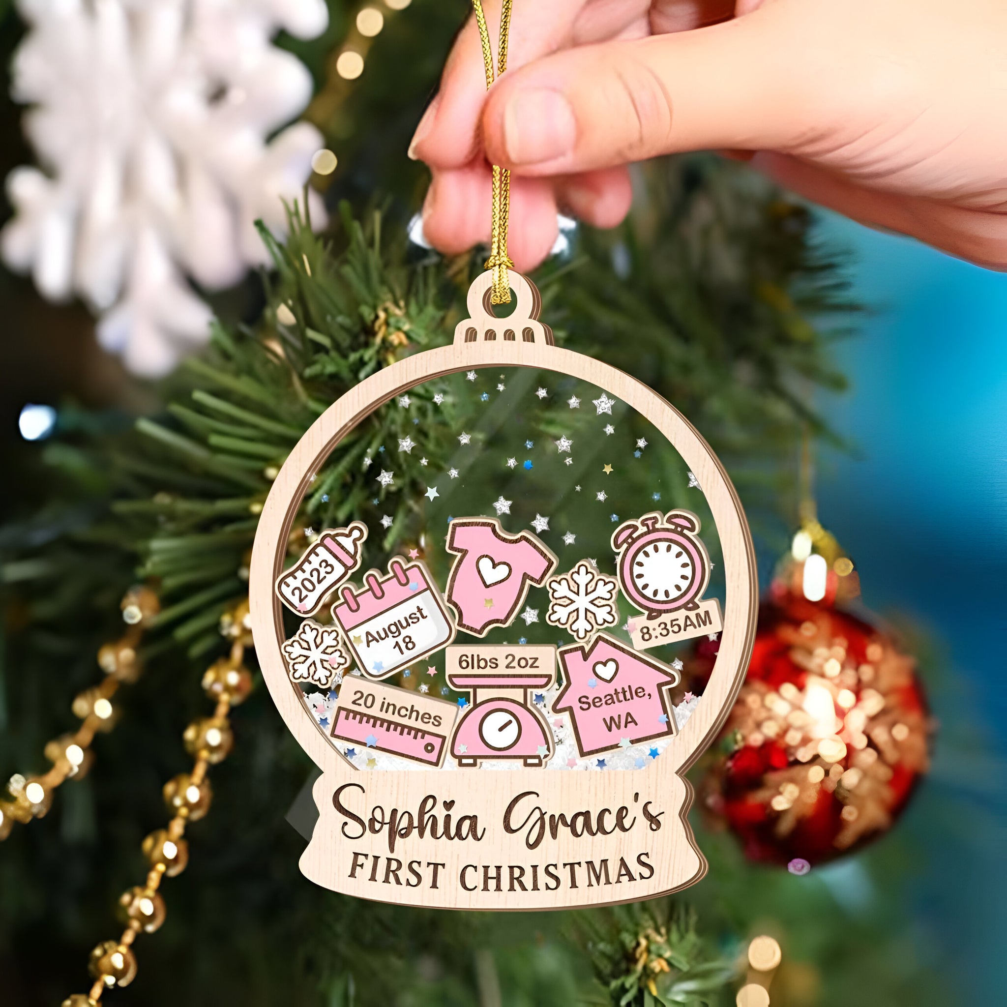 Baby's First Christmas - Personalized 4D Shaker Ornament - Christmas Gift For Family & Baby ORN2809