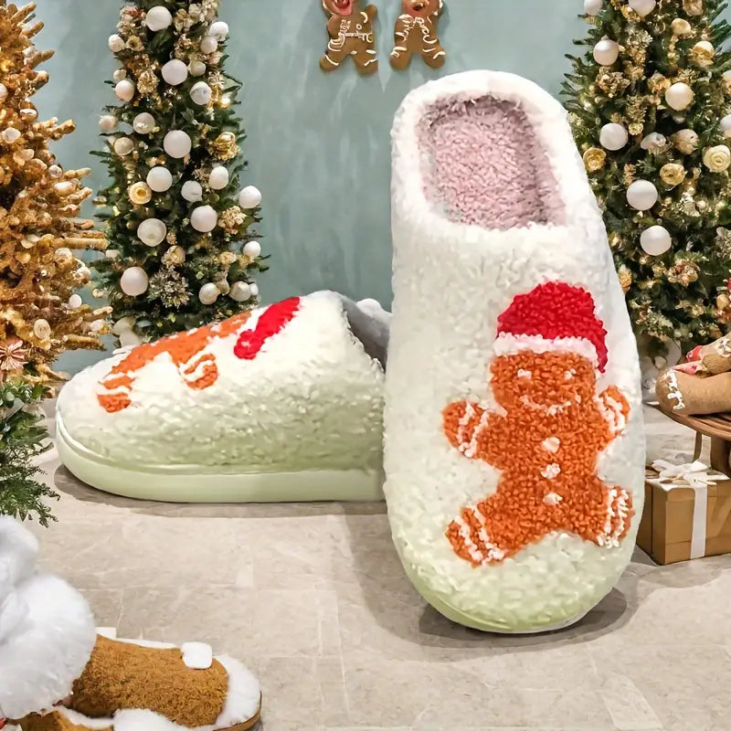 Soft Plush Cozy Christmas Graphic House Slippers Anti-skid Slip-on Shoes Indoor For Men Winter Shoes, Perfect As Christmas Gift 
 SL0808 18