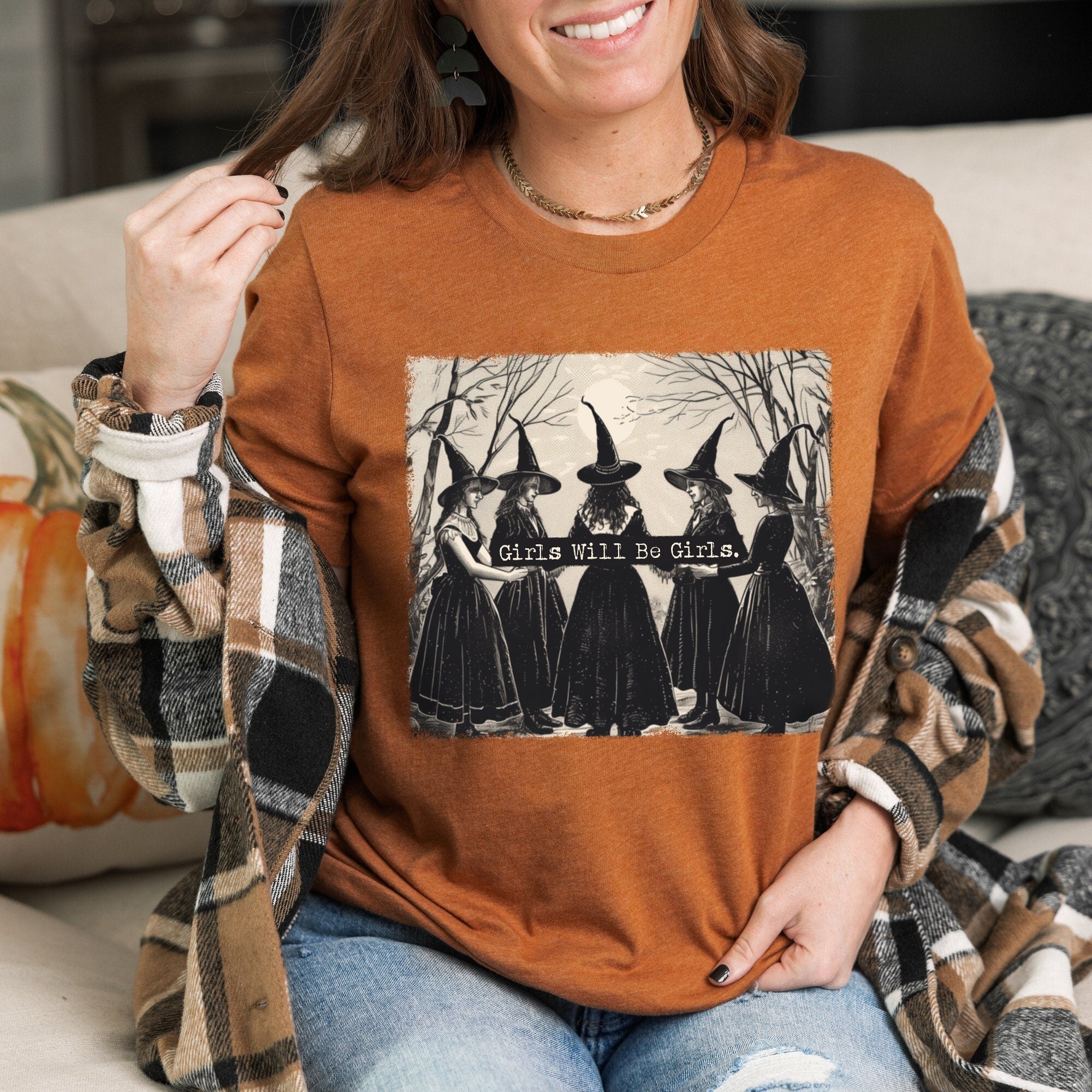 Bella Canvas Girls Will Be Girls Witch Shirt, Funny Witch Shirt, Halloween Women Shirt, Witchy Vibes Shirt, Vintage Halloween Shirt HW2607 16