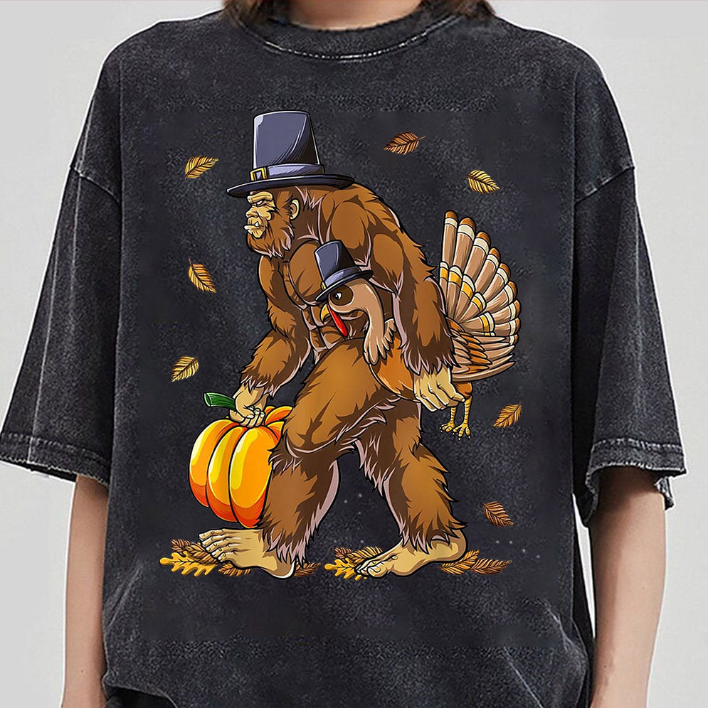 Bigfoot Turkey Pumpkin Thanksgiving Sasquatch Sweatshirt, Thanksgiving Turkey Shirt, Happy Thanksgiving Day Gift, Thanksgiving Matching Tee