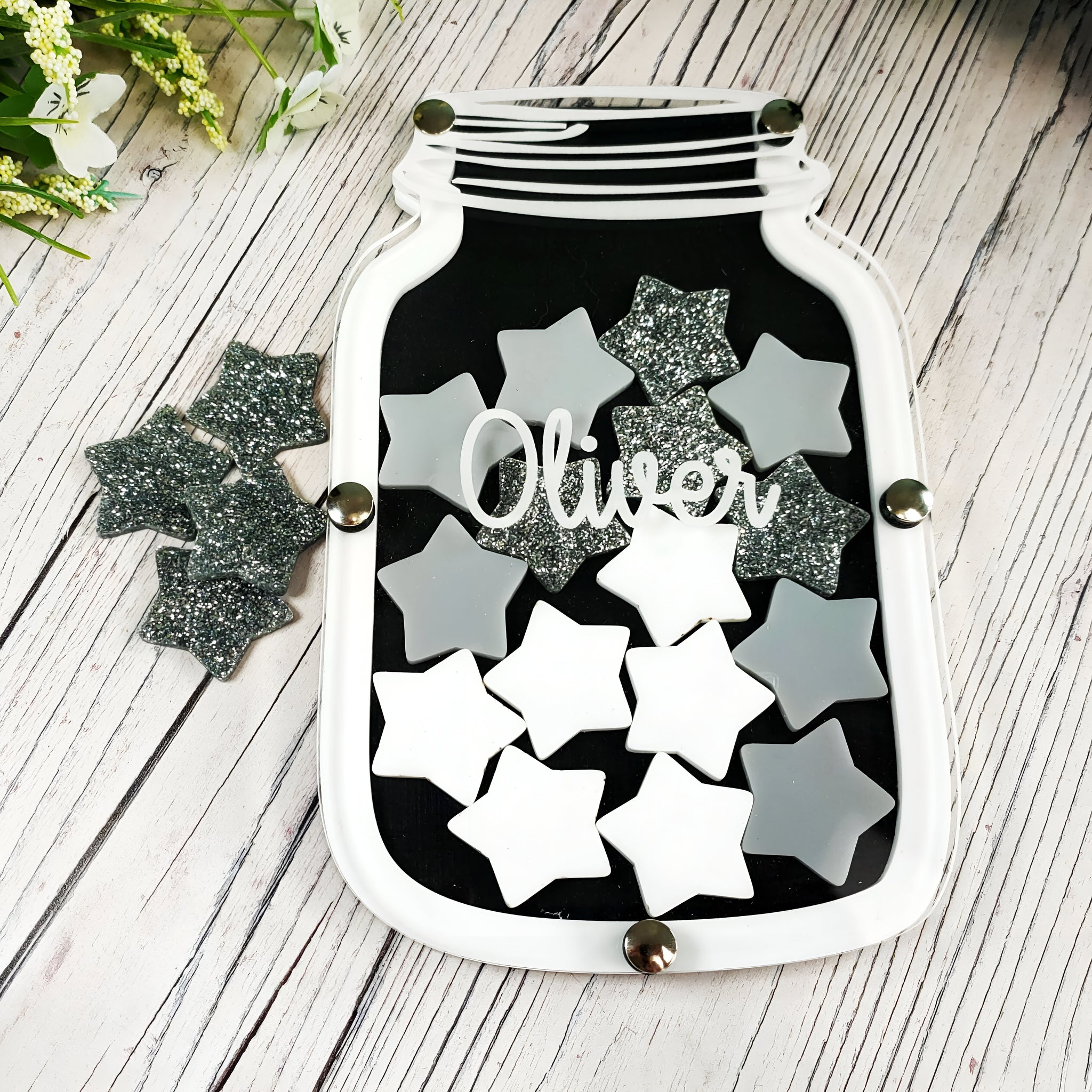 Black and White Glitter Reward Jar rejar