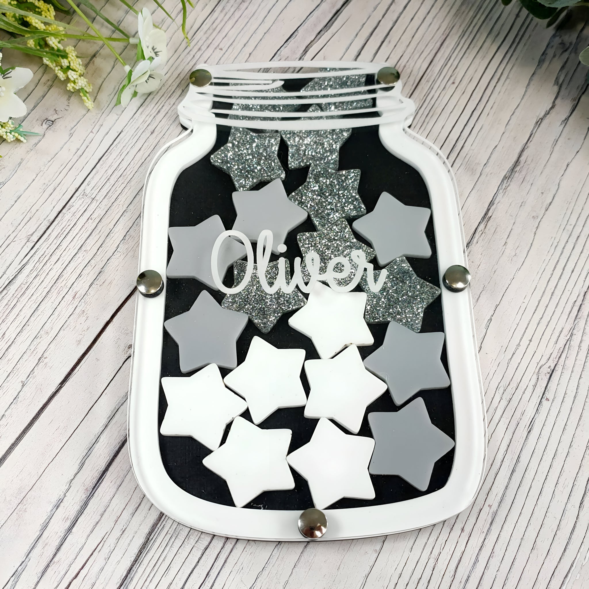 Black and White Glitter Reward Jar rejar