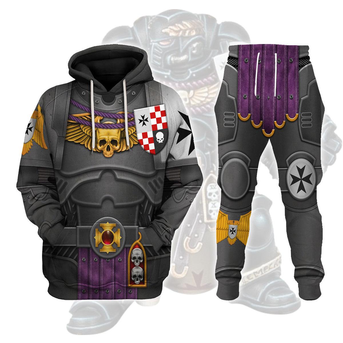 Black Templars Captain Warhammer Costume Hoodie Jogger,Black Templars Captain Space Marines Cosplay 3D Hoodie Pants, Warhammer 3D Tracksuit, Warhammer Game Outfit TQT3