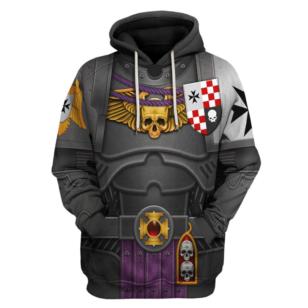 Black Templars Captain Warhammer Costume Hoodie Jogger,Black Templars Captain Space Marines Cosplay 3D Hoodie Pants, Warhammer 3D Tracksuit, Warhammer Game Outfit TQT3