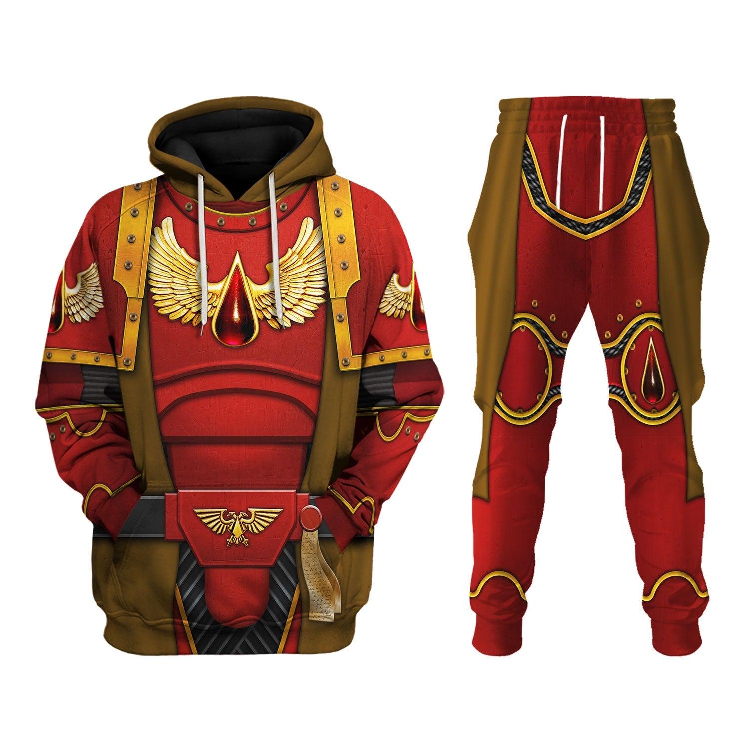 Blood Angels Brown Robe Warhammer Costume Hoodie Jogger, Blood Angels Brown Robe Marines Cosplay 3D Hoodie Pants, Warhammer 3D Tracksuit, Warhammer Game Outfit TQT1