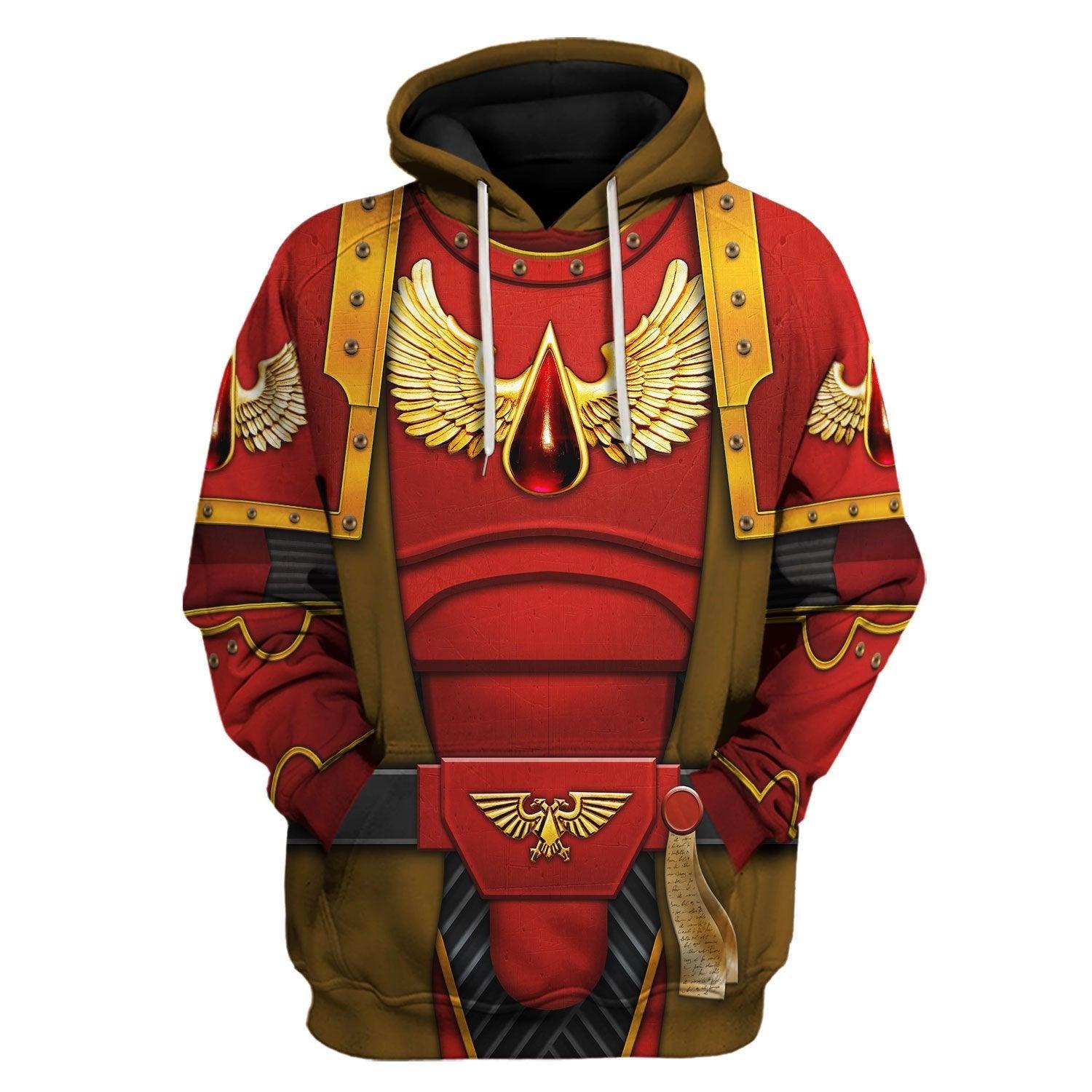 Blood Angels Brown Robe Warhammer Costume Hoodie Jogger, Blood Angels Brown Robe Marines Cosplay 3D Hoodie Pants, Warhammer 3D Tracksuit, Warhammer Game Outfit TQT1