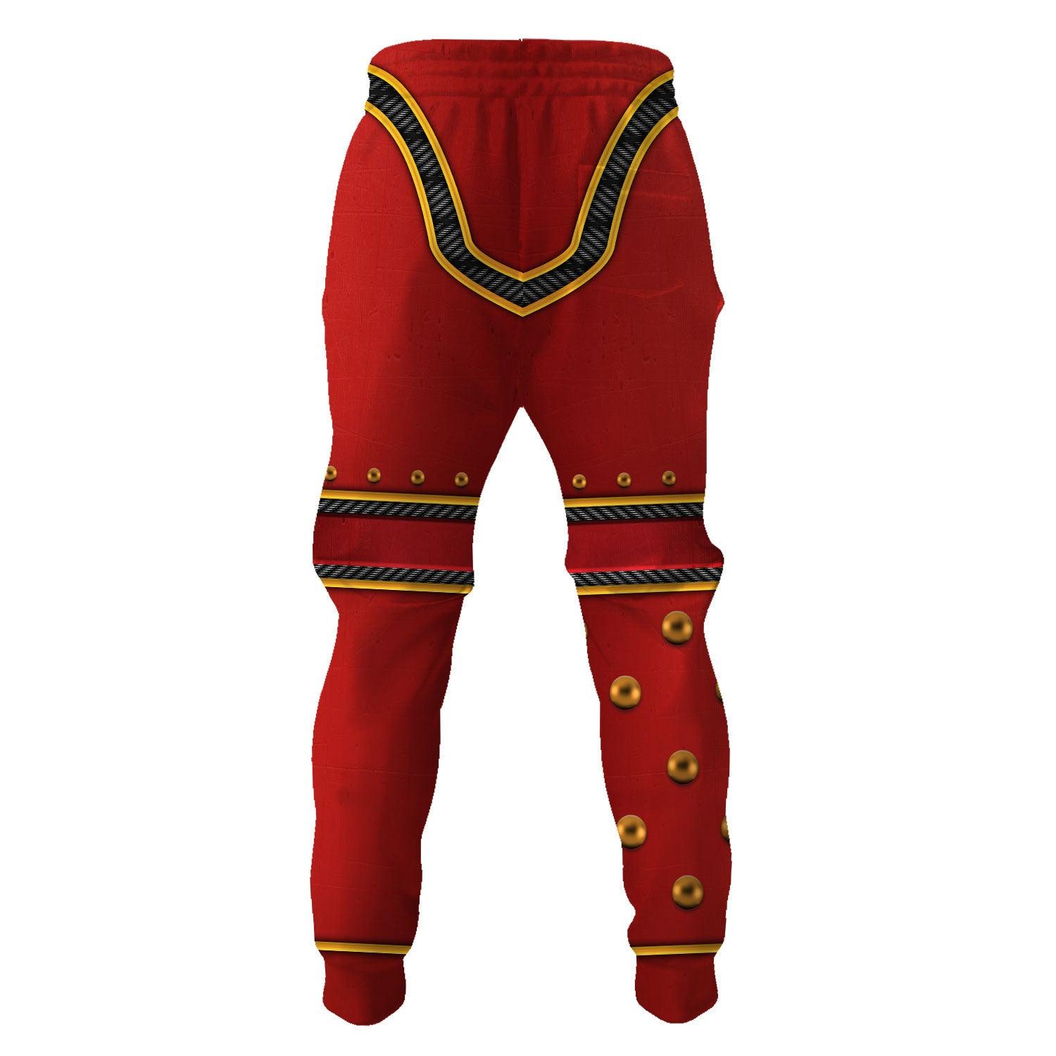 Blood Angels Captain Warhammer Costume Hoodie Jogger,Blood Angels Captain Marines Cosplay 3D Hoodie Pants, Warhammer 3D Tracksuit 