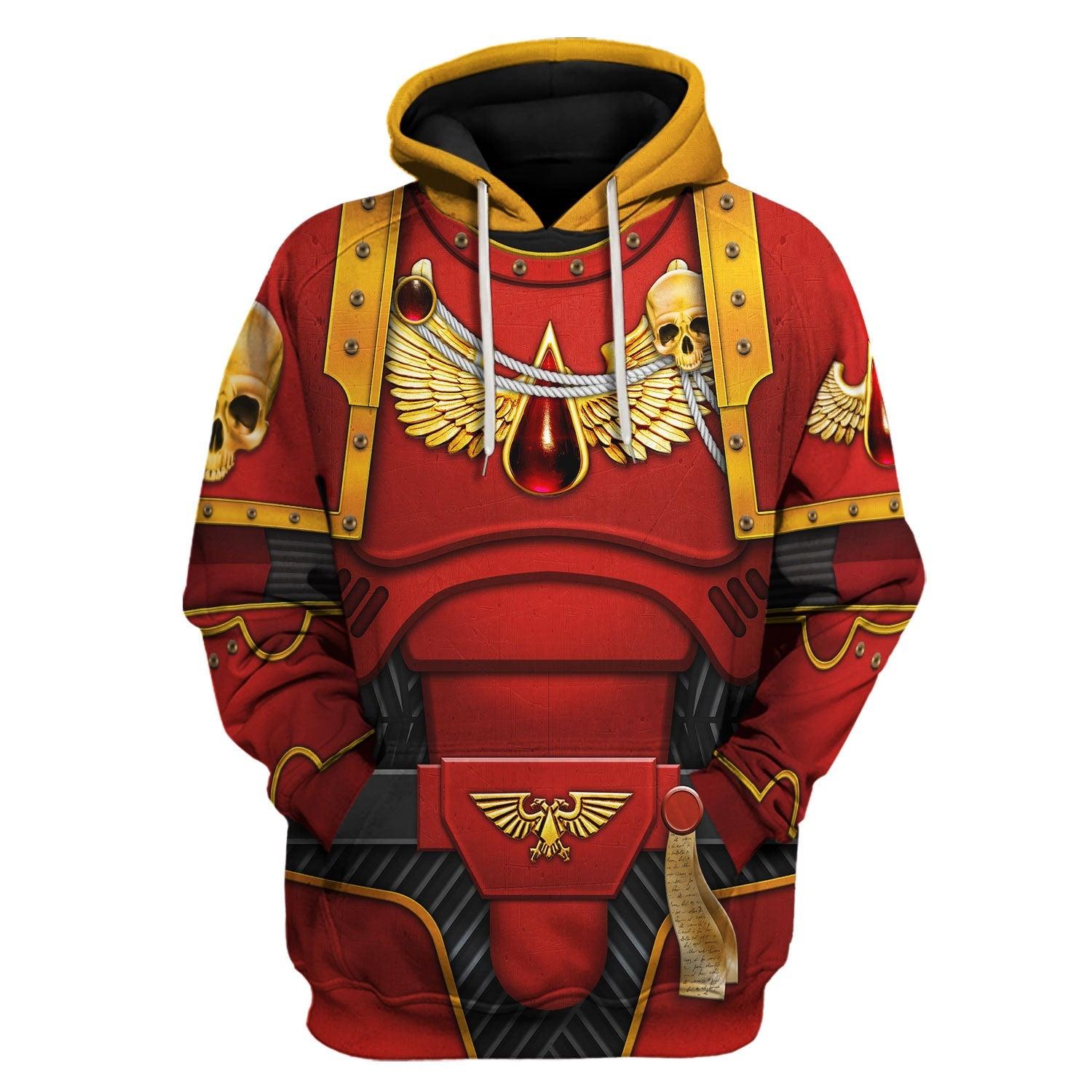 Blood Angels Captain Warhammer Costume Hoodie Jogger,Blood Angels Captain Marines Cosplay 3D Hoodie Pants, Warhammer 3D Tracksuit 