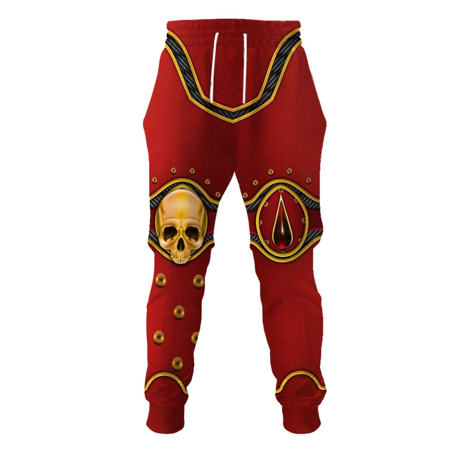 Blood Angels Captain Warhammer Costume Hoodie Jogger,Blood Angels Captain Marines Cosplay 3D Hoodie Pants, Warhammer 3D Tracksuit 