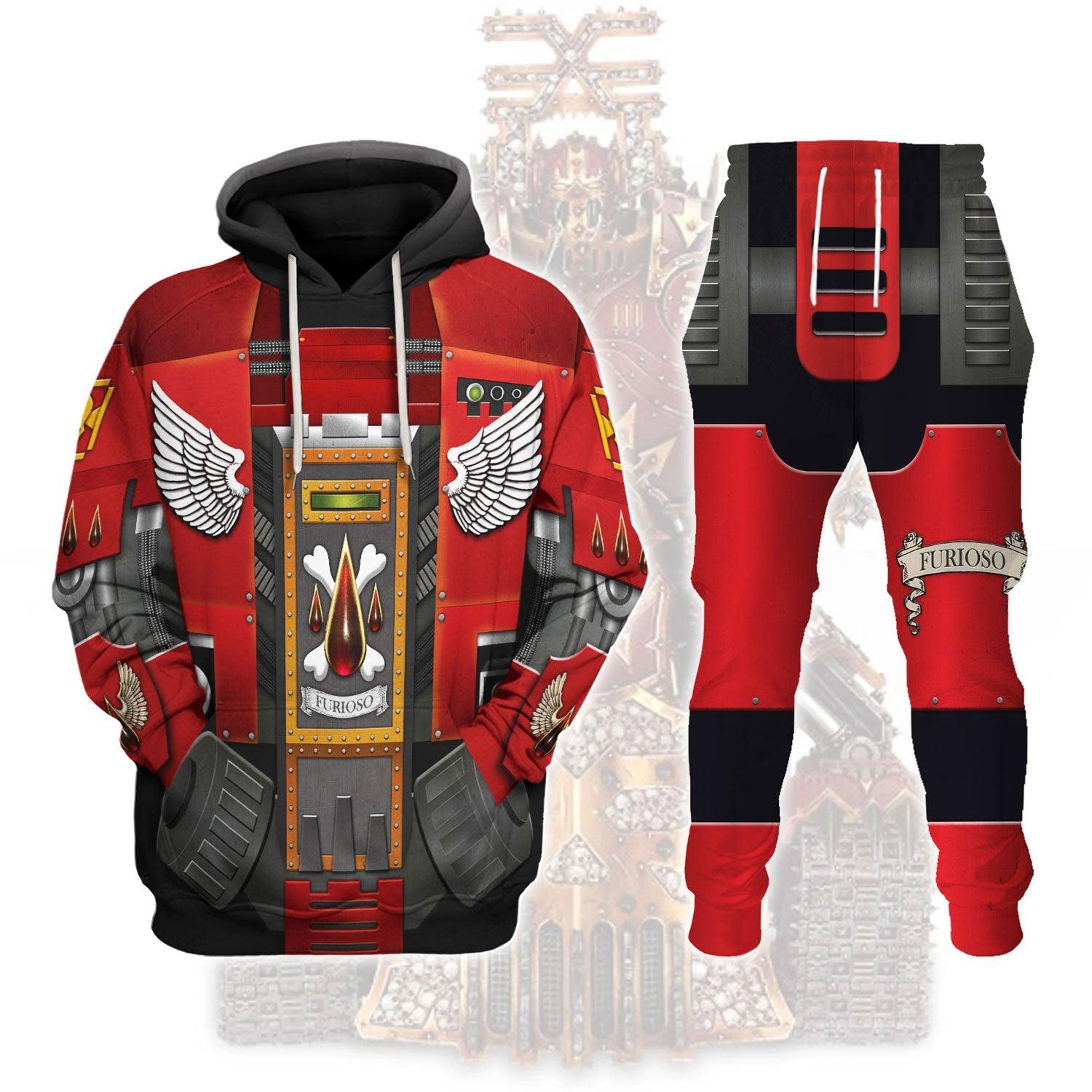 Blood Angels Furioso Dreadnought Warhammer Costume Hoodie Jogger, Blood Angels Furioso Dreadnought Marines Cosplay 3D Hoodie Pants, Warhammer 3D Tracksuit TQT4