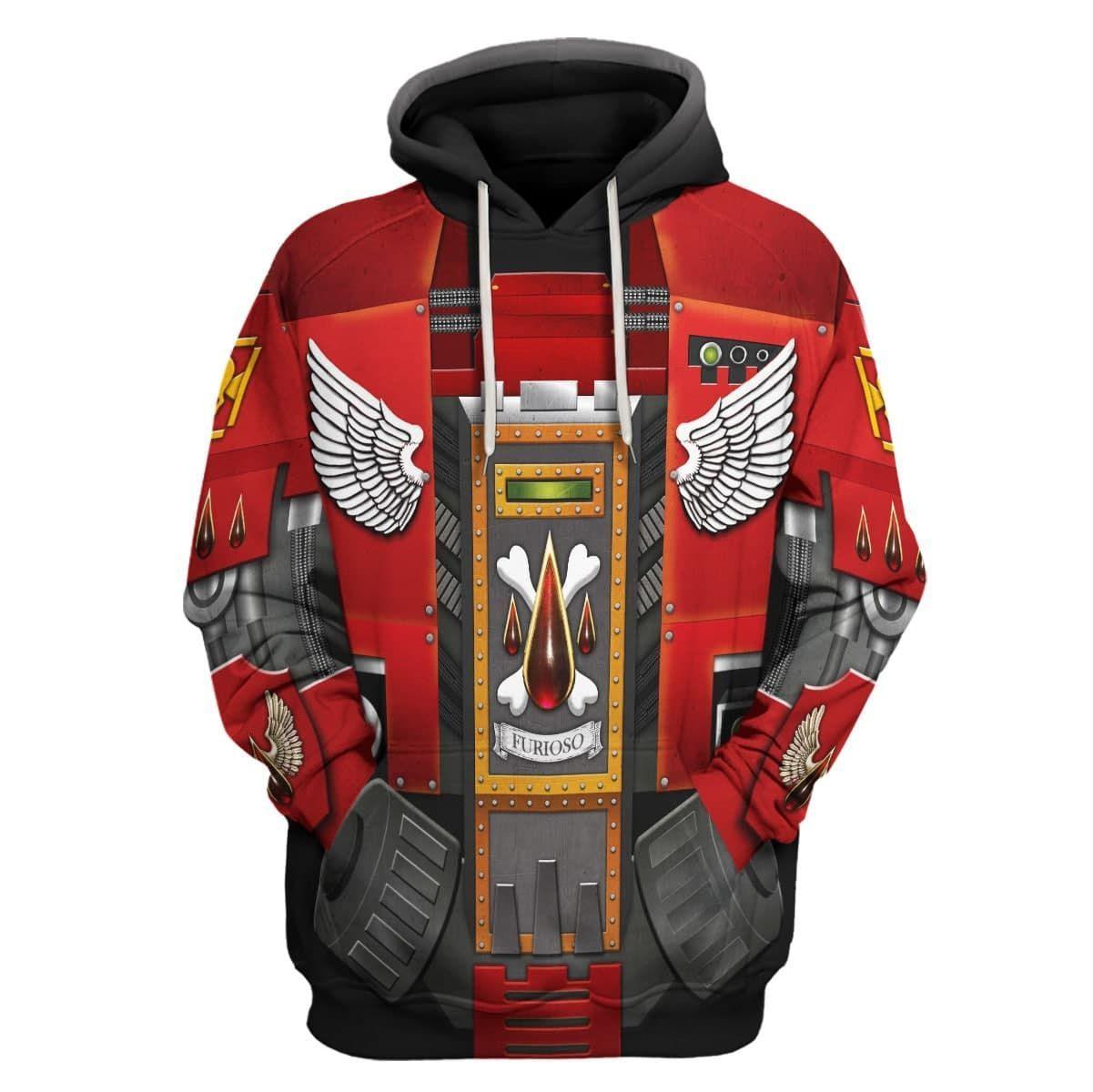 Blood Angels Furioso Dreadnought Warhammer Costume Hoodie Jogger, Blood Angels Furioso Dreadnought Marines Cosplay 3D Hoodie Pants, Warhammer 3D Tracksuit TQT4