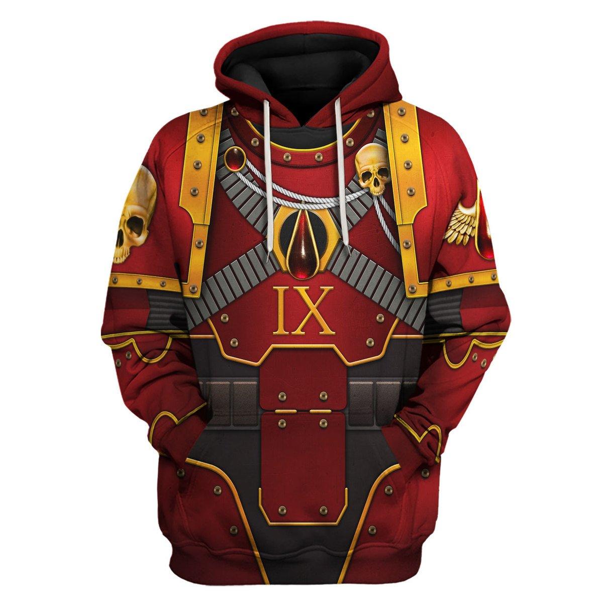 Blood Angels IX Captain Warhammer Costume Hoodie Jogger, Blood Angels IX Captain Space Marines Cosplay 3D Hoodie Pants, Warhammer 3D Tracksuit, Warhammer Game Outfit TQT1