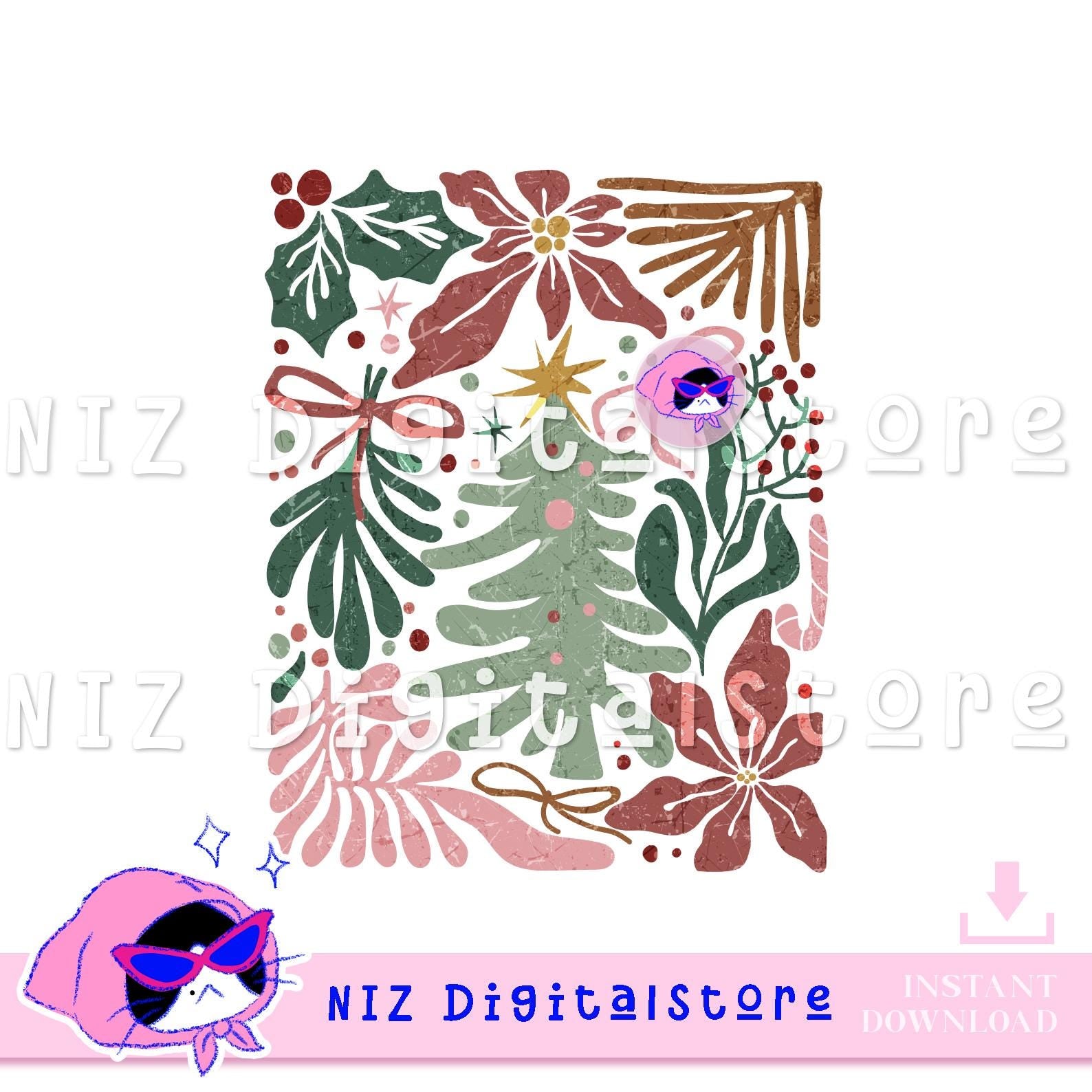 Boho Christmas Floral, Groovy Christmas Art Png Design, Christmas Art, Christmas Png, Christmas Flower Png Sublimation, Christmas Png Shirt SCU