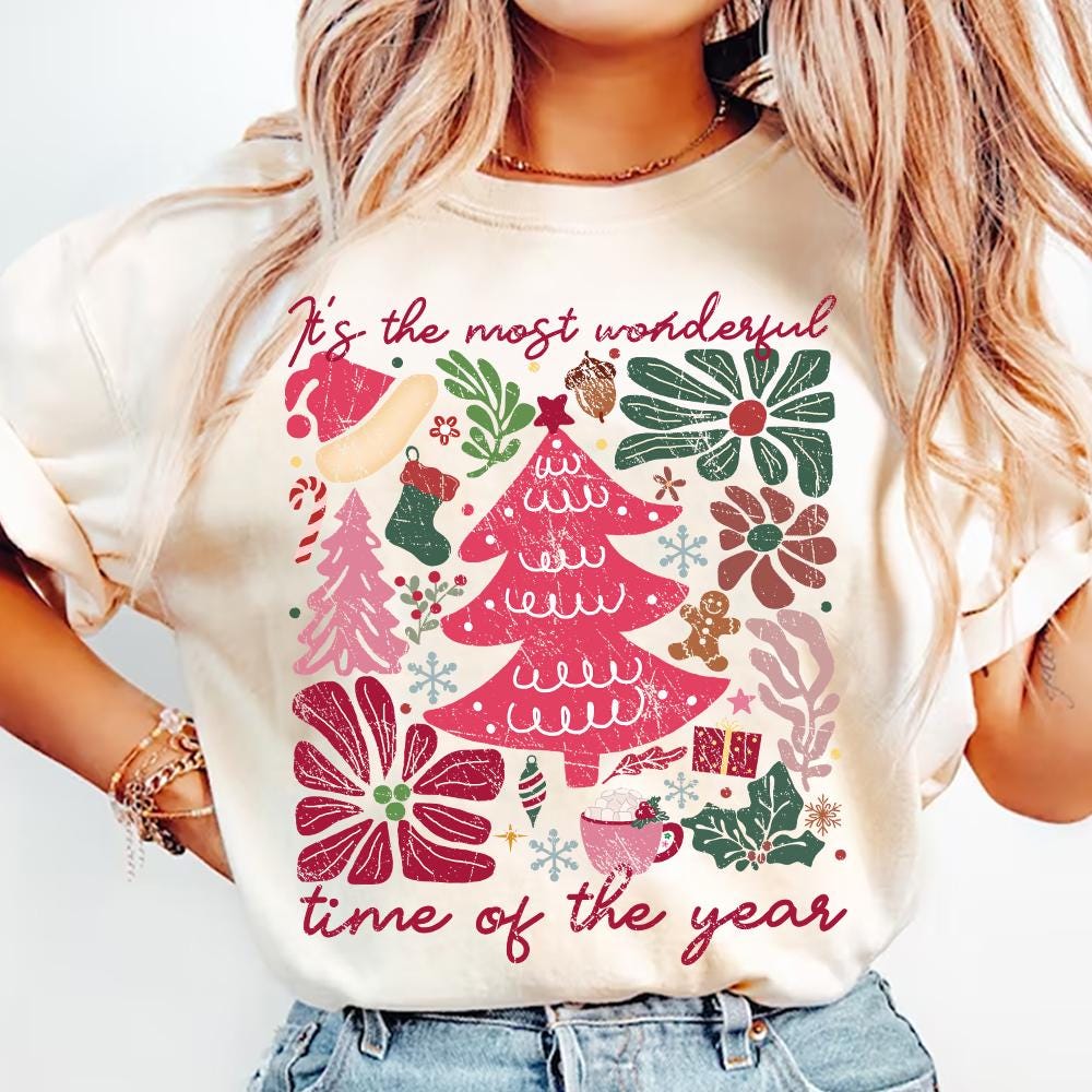 Boho Floral Christmas Png, Pink Christmas Hand Drawn Png, Boho Christmas Sublimation, Coquette Christmas Png, Girly Christmas Tree Png SCU