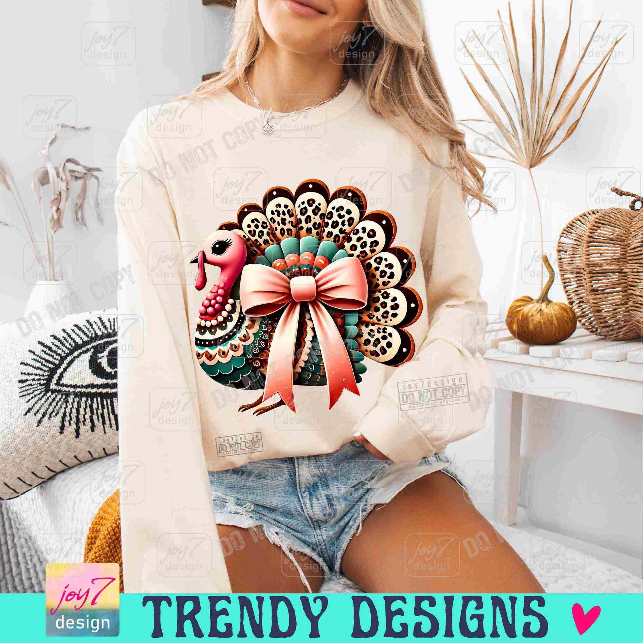 Boho Turkey PNG Coquette Thanksgiving Turkey Png Trendy Fall vibes Leopard Coquette Fall Shirt Png Retro Fall Thankful Cute Autumn ORIGINAL SCU