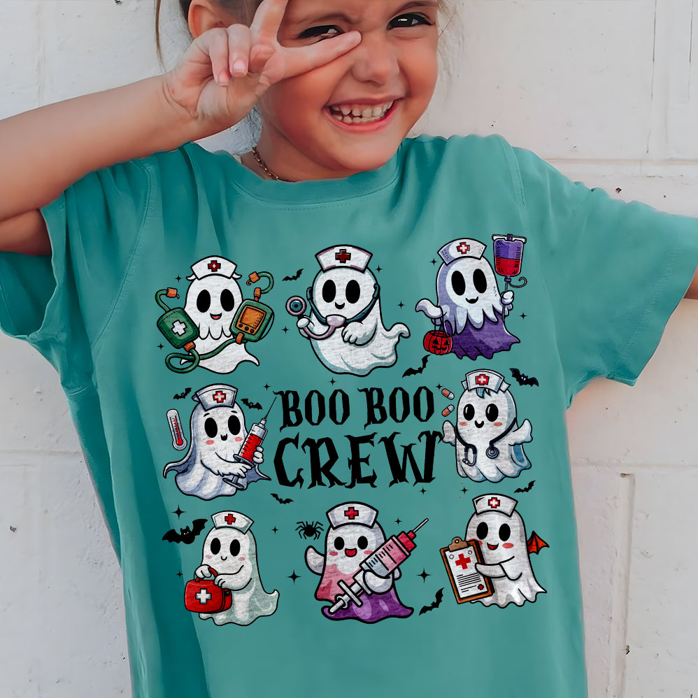 BOO BOO Crew T-shirt, Nurse T-shirt, Nurse Halloween T-shirt, Pink Halloween T-shirt, Ghost T-shirt, Spooky Season T-shirt, Cna T-shirt