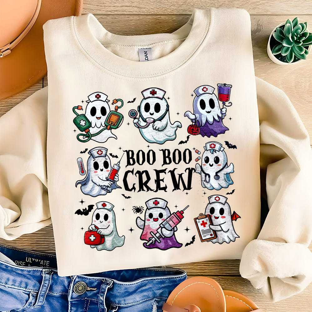 BOO BOO Crew T-shirt, Nurse T-shirt, Nurse Halloween T-shirt, Pink Halloween T-shirt, Ghost T-shirt, Spooky Season T-shirt, Cna T-shirt